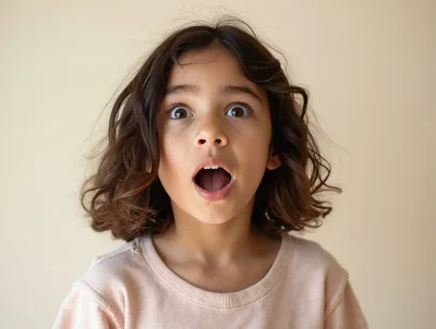 Surprised Young Girl With Wide Eyes And Open Mouth