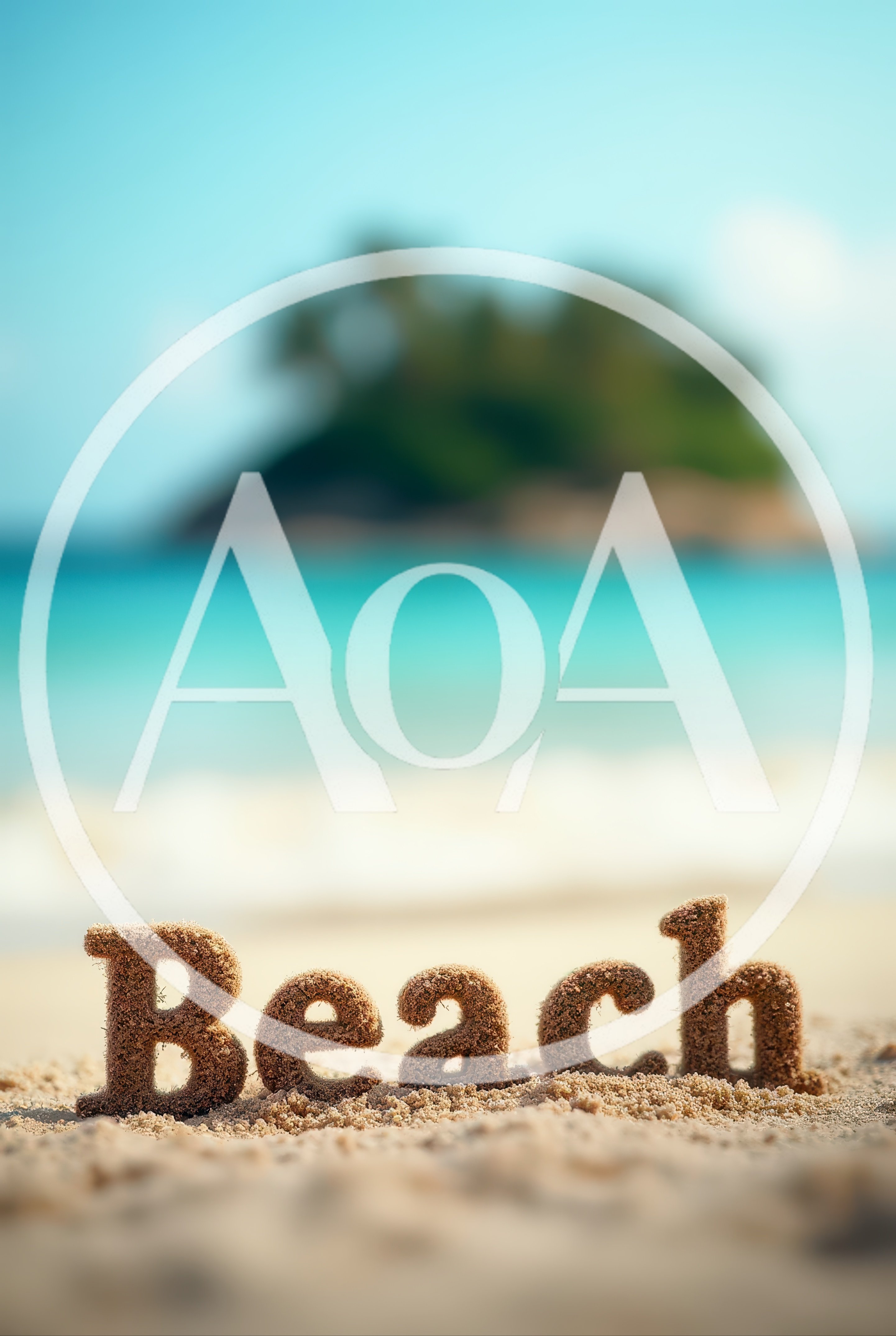Sand Sculpted Word Beach On Tropical Shoreline