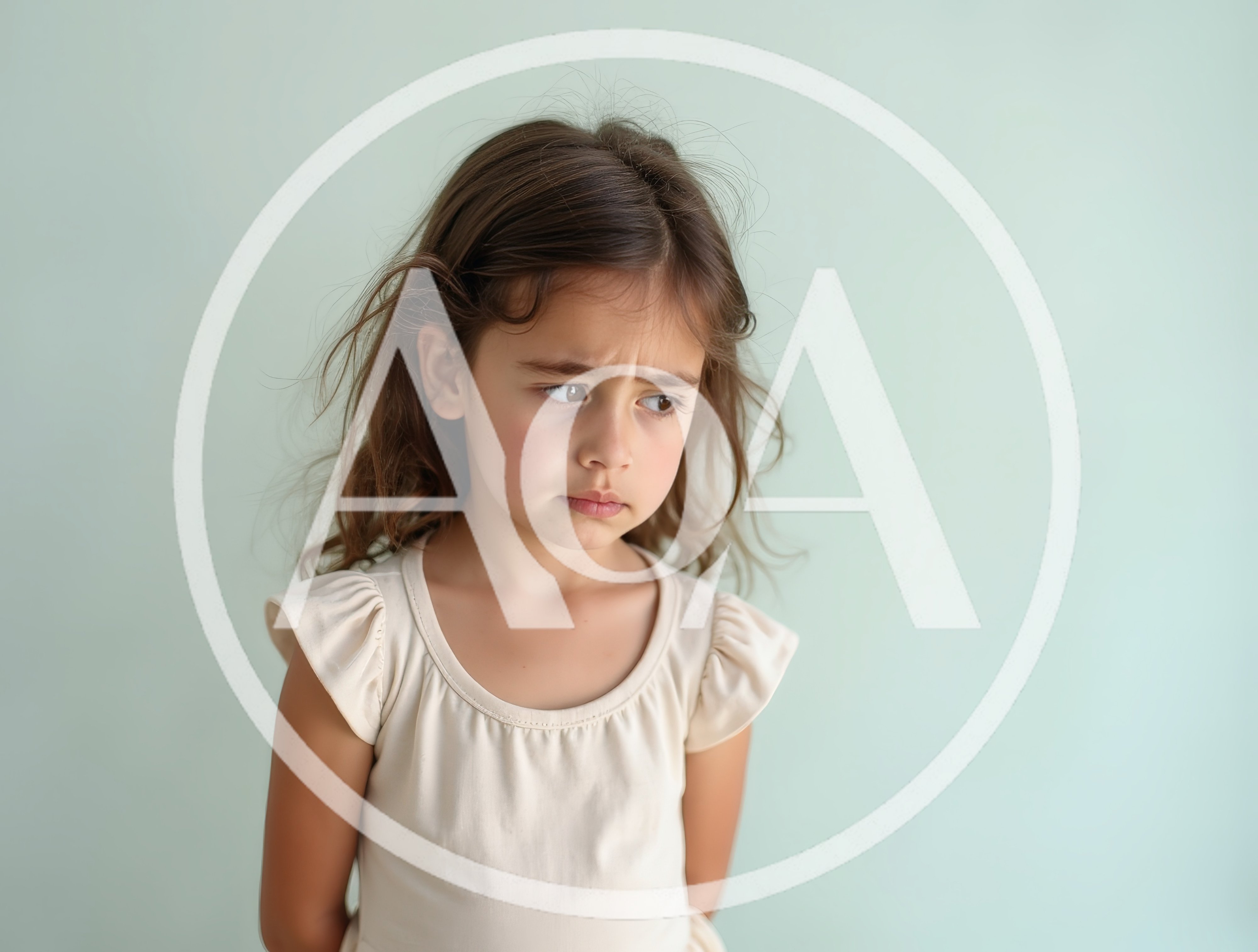 Sad Young Girl Looking Away Against Plain Background