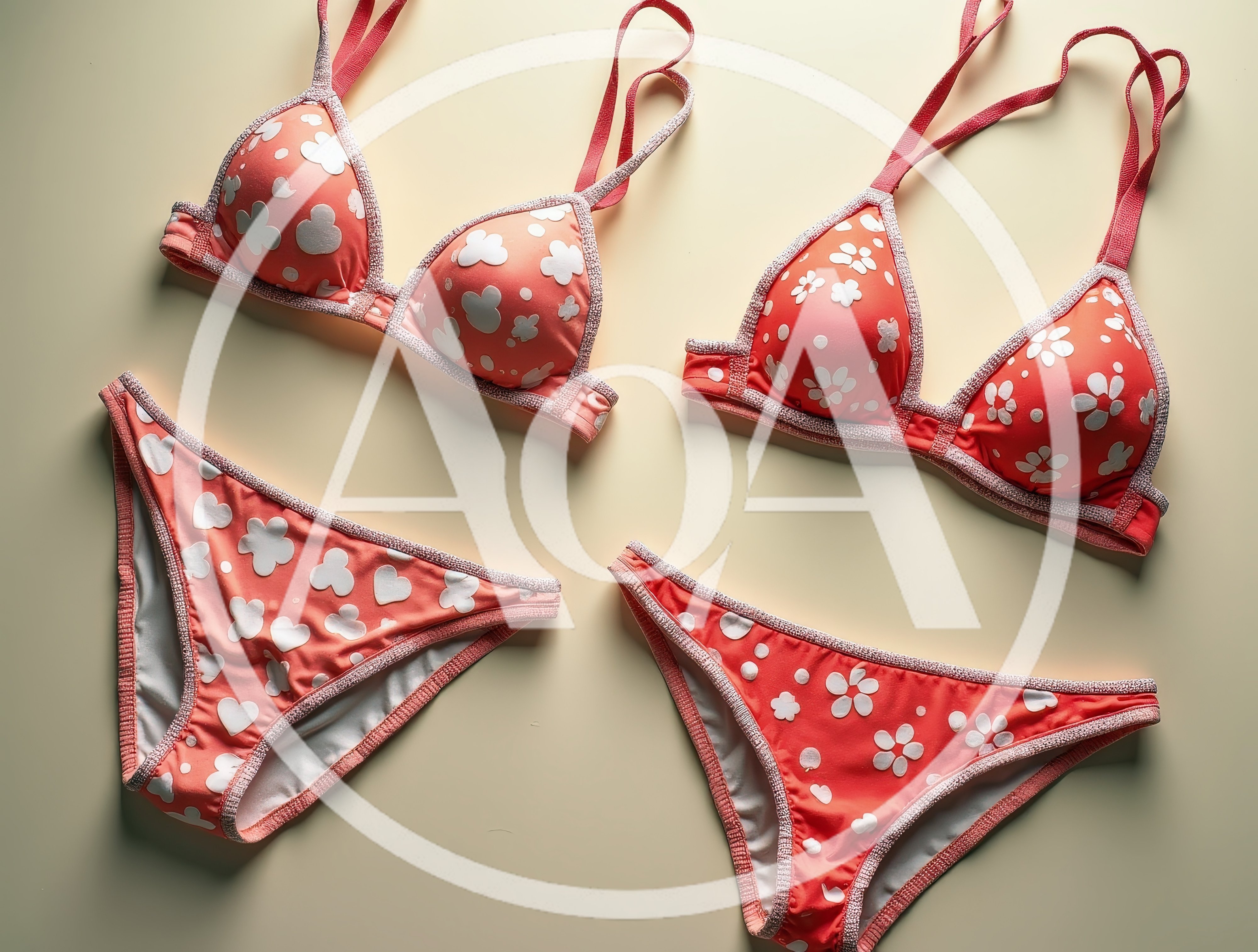 Two Sets Of Floral Patterned Bikini Swimwear