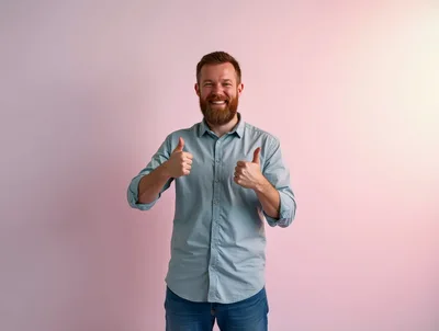 Happy Man Giving Double Thumbs Up