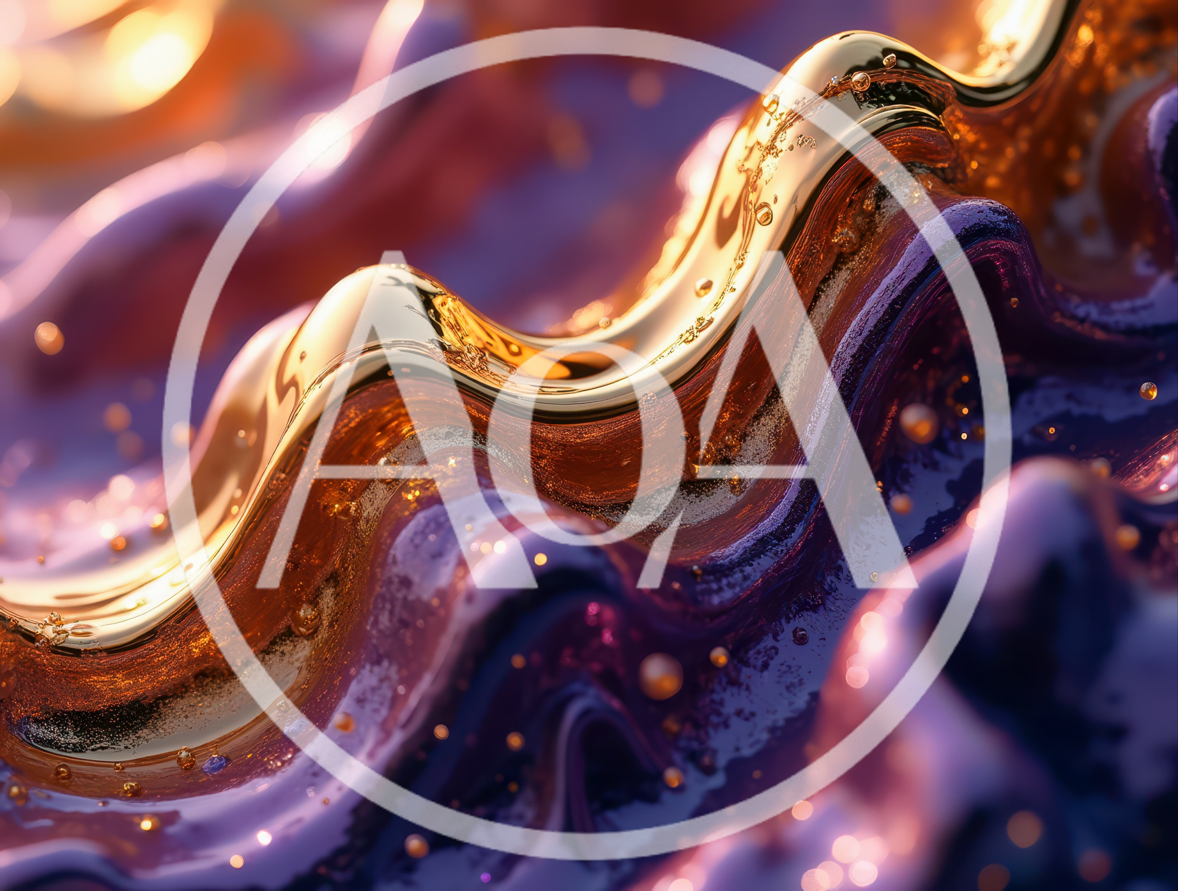 Abstract Liquid Gold And Purple Fluid Waves