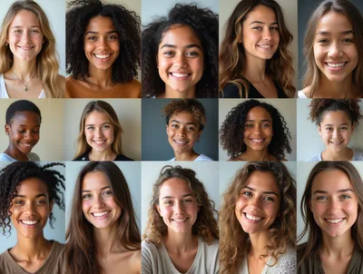 Collage Of Diverse Young Women Smiling At Camera