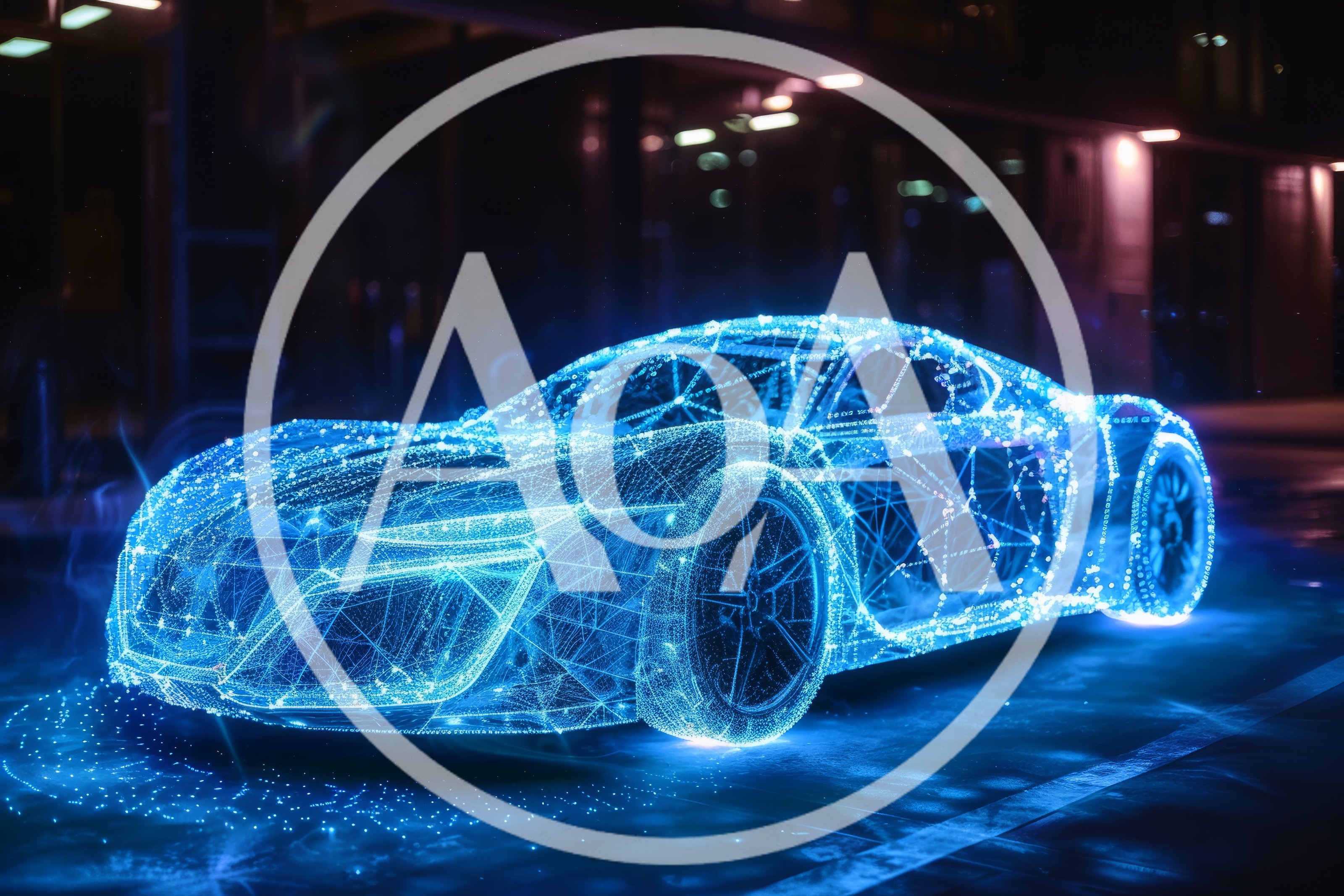 Digital Wireframe Sports Car Hologram