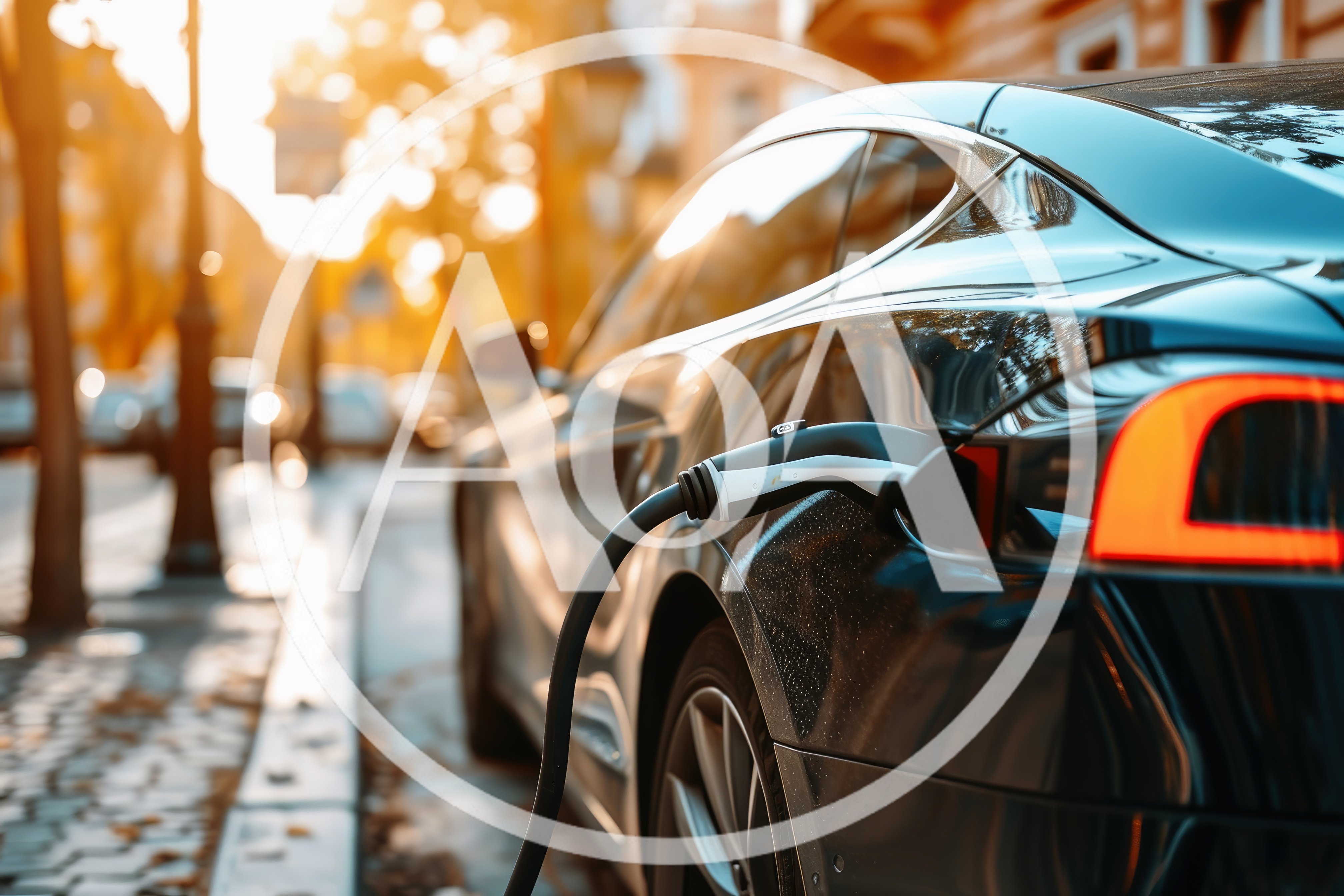 Electric Car Charging At A Street Side Station