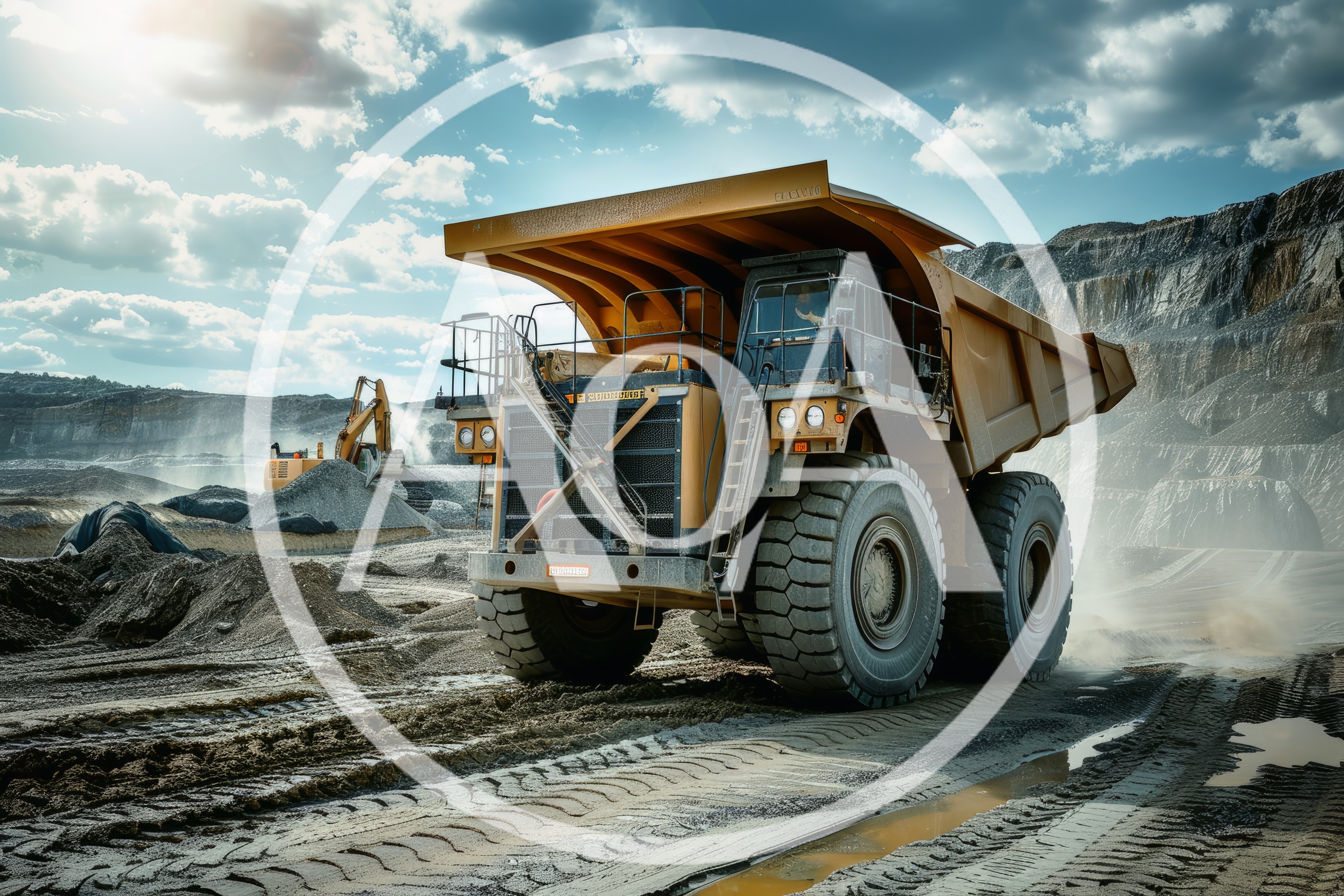 Large Mining Dump Truck Operating In Open Pit Quarry