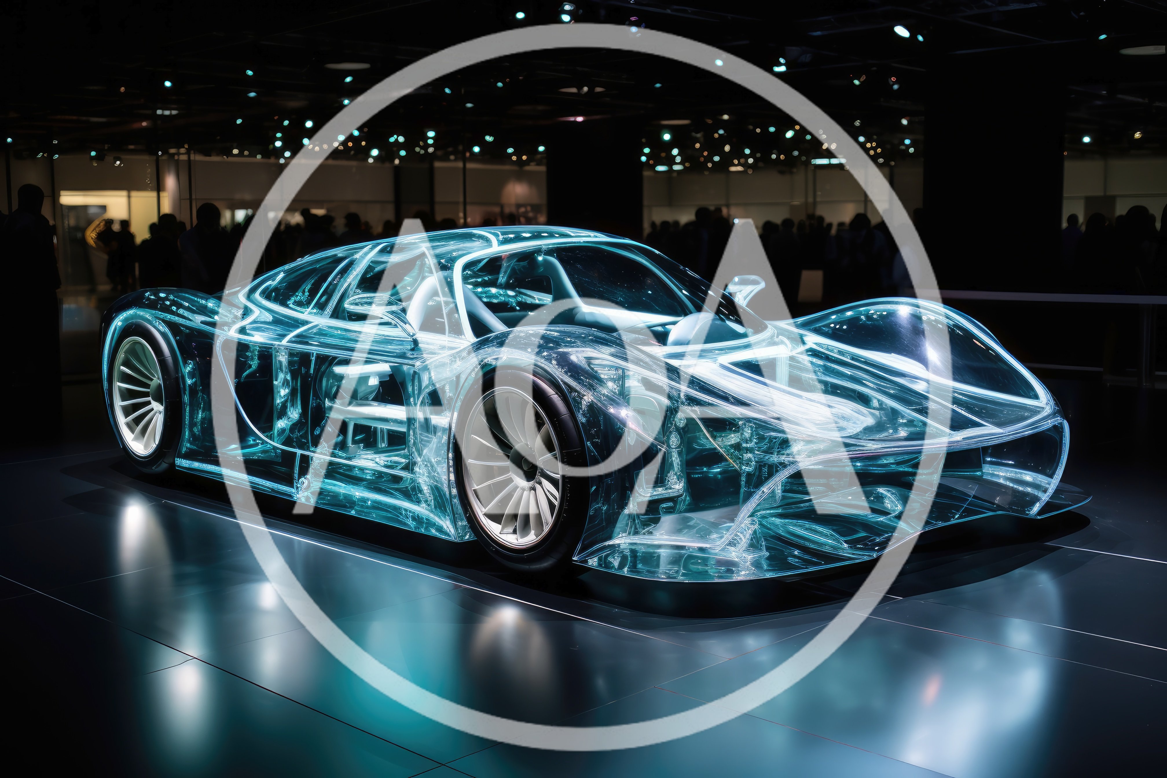 Transparent Futuristic Concept Car On Display