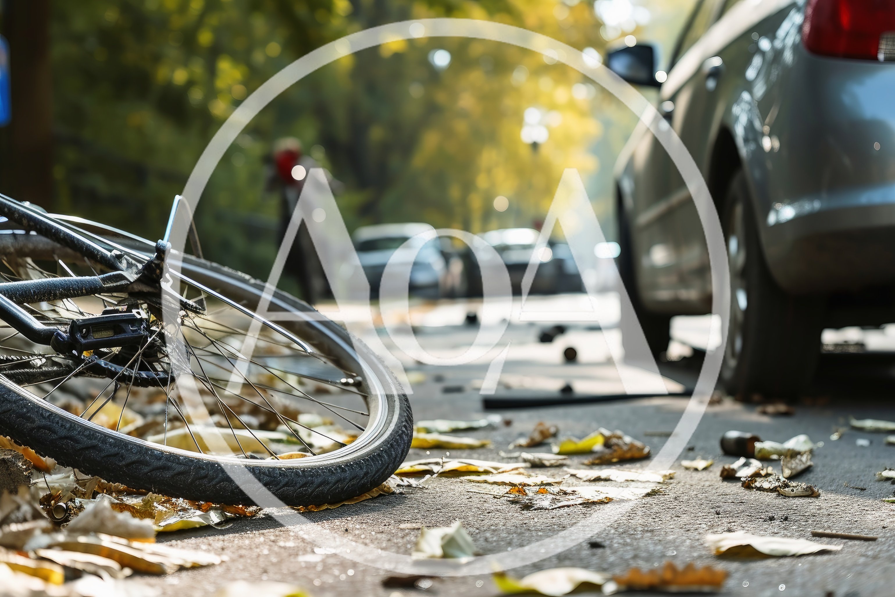 Damaged Bicycle Lying on Road After Traffic Accident