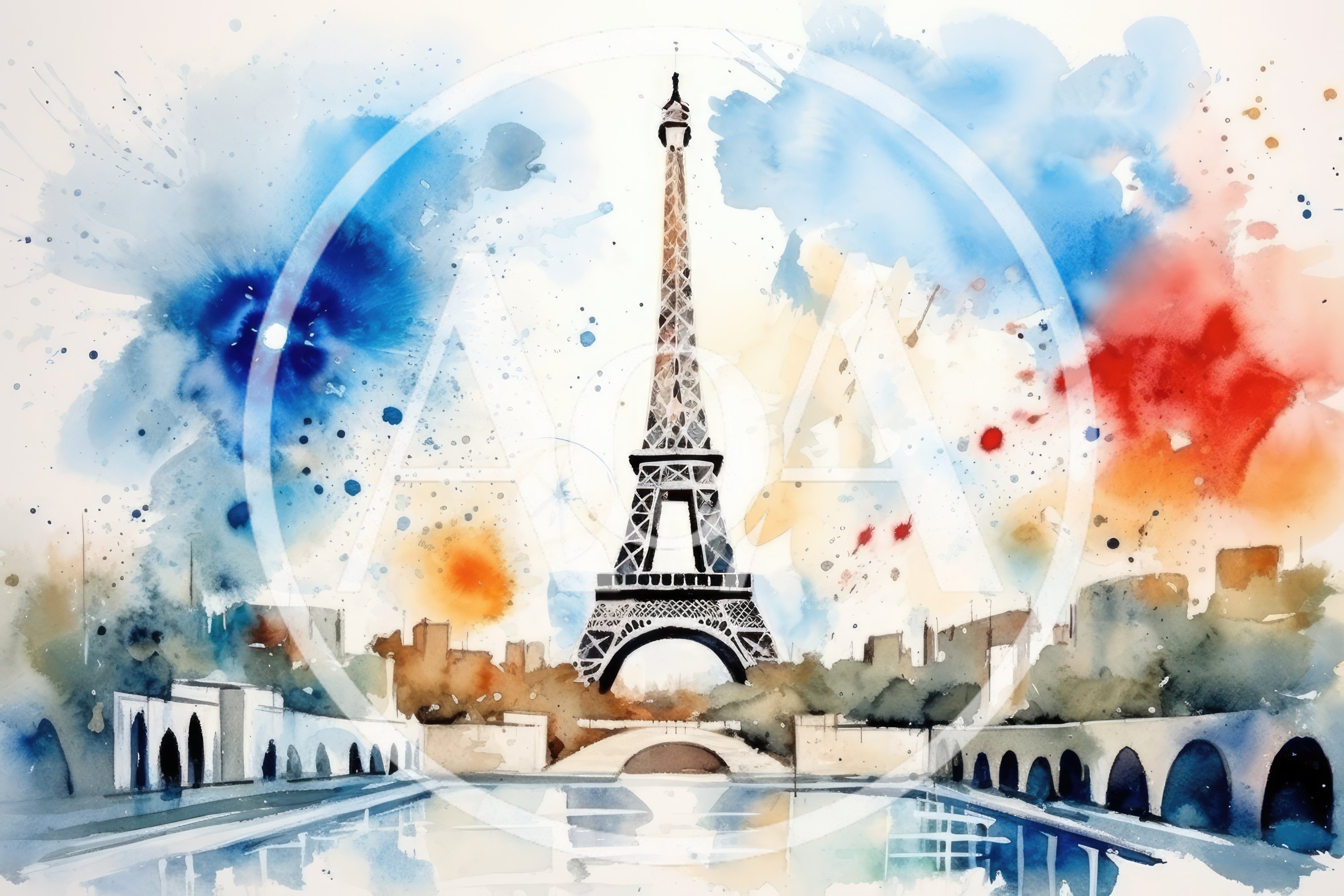 Watercolor Painting Of The Eiffel Tower In Paris