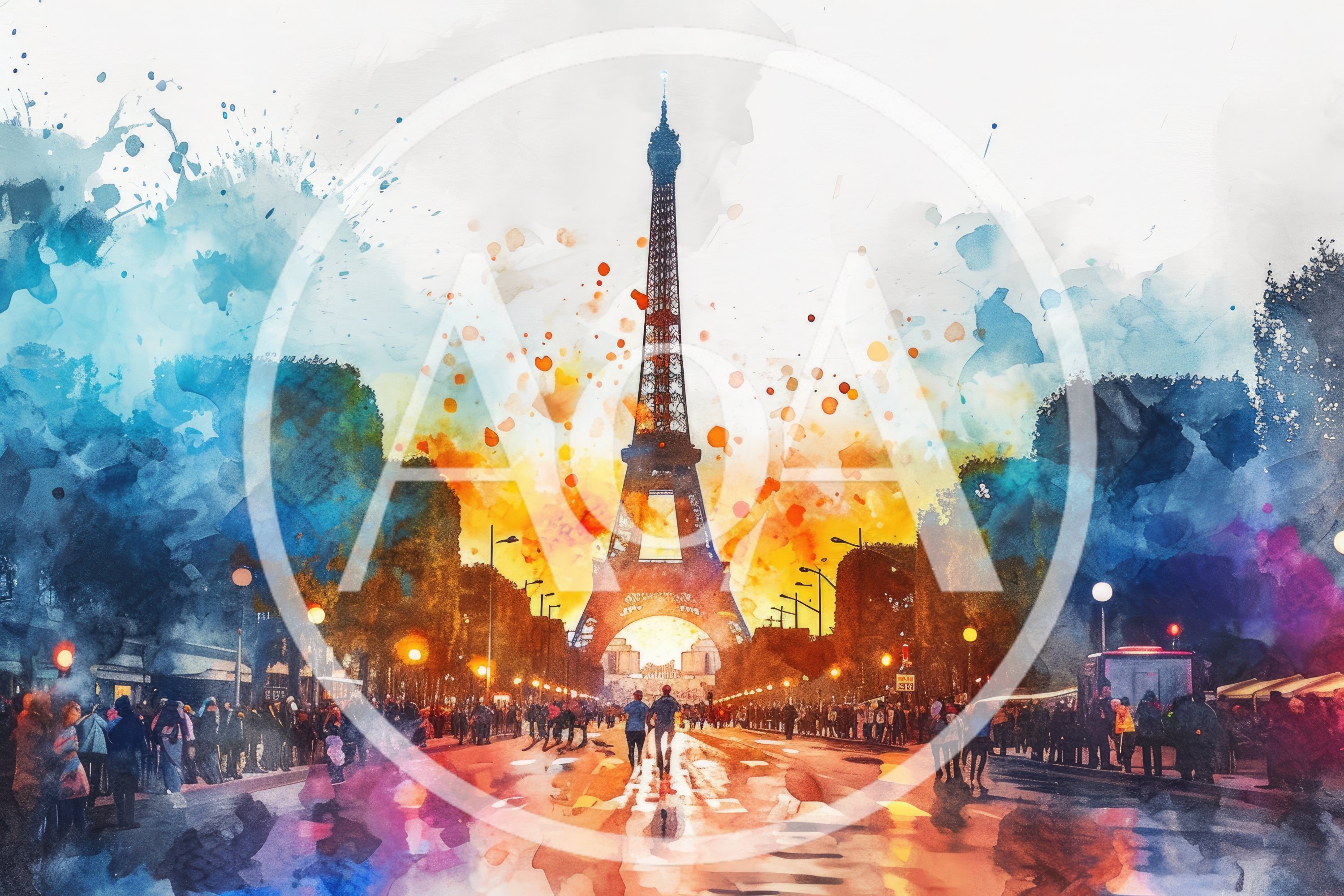 Watercolor Painting of the Eiffel Tower in Paris