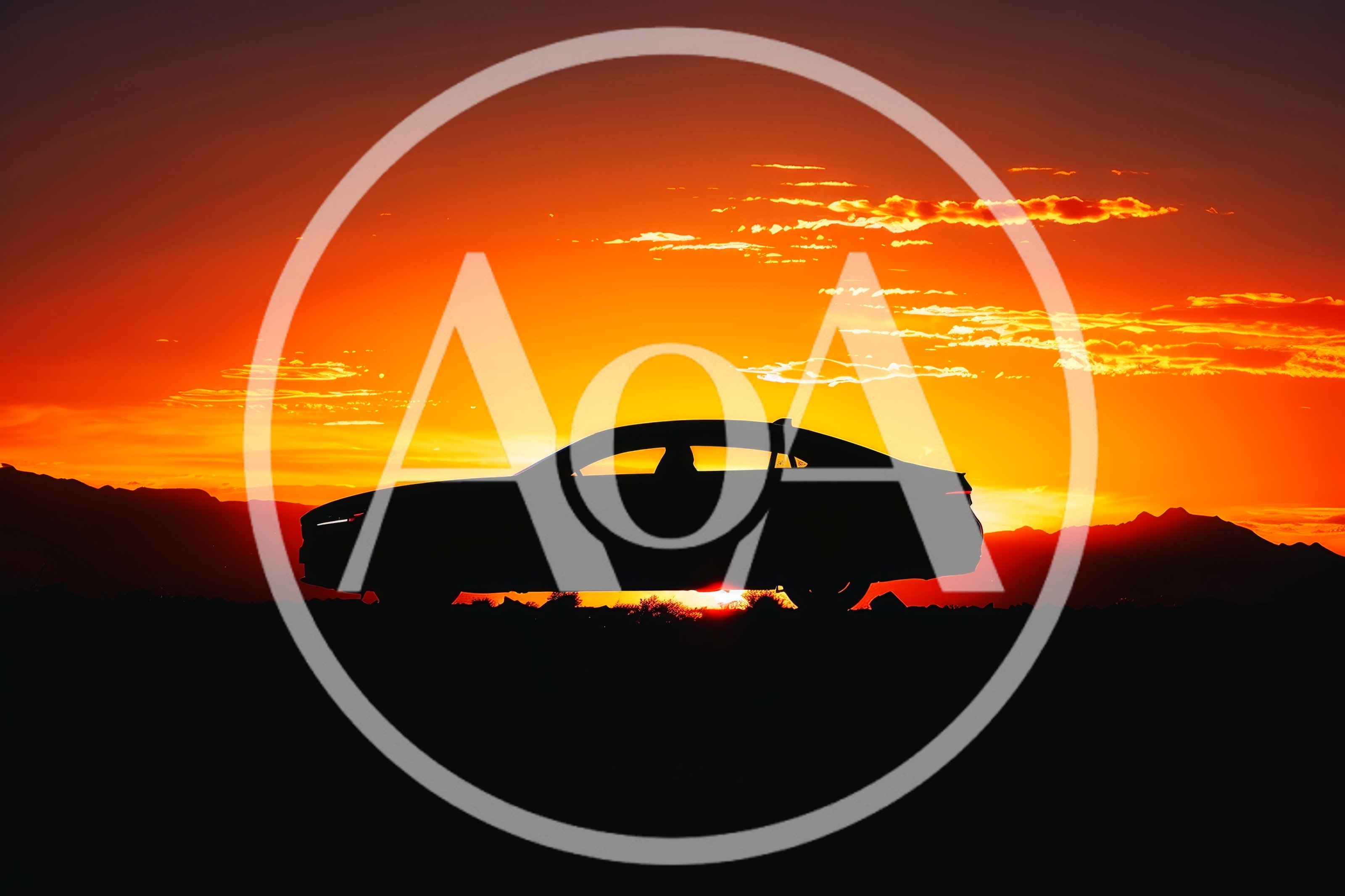 Silhouette Of A Luxury Sedan At Sunset