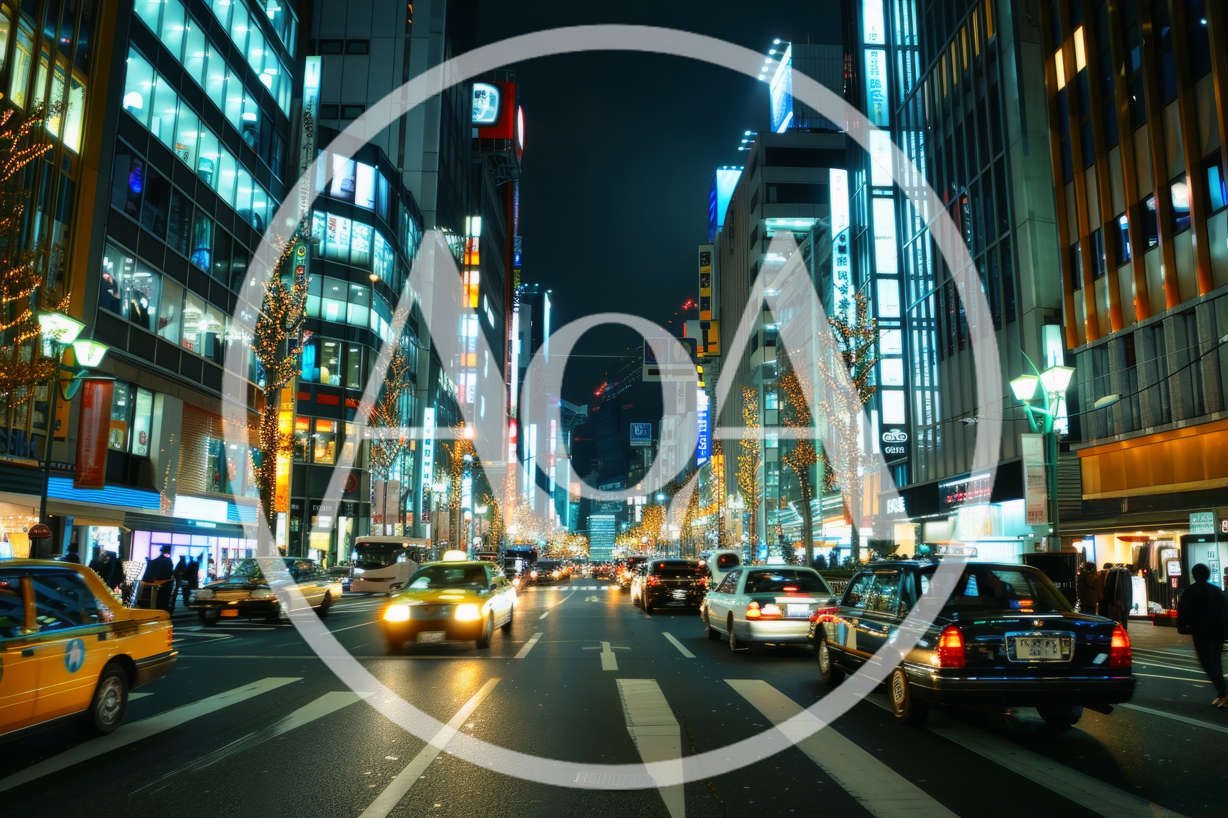 Busy Night Traffic On A Tokyo City Street