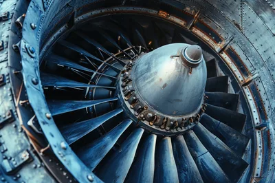 Close Up Of A Jet Engine Turbine