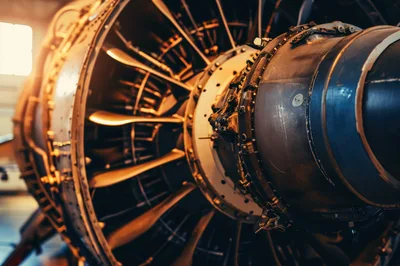 Close Up Of A Jet Engine Turbine