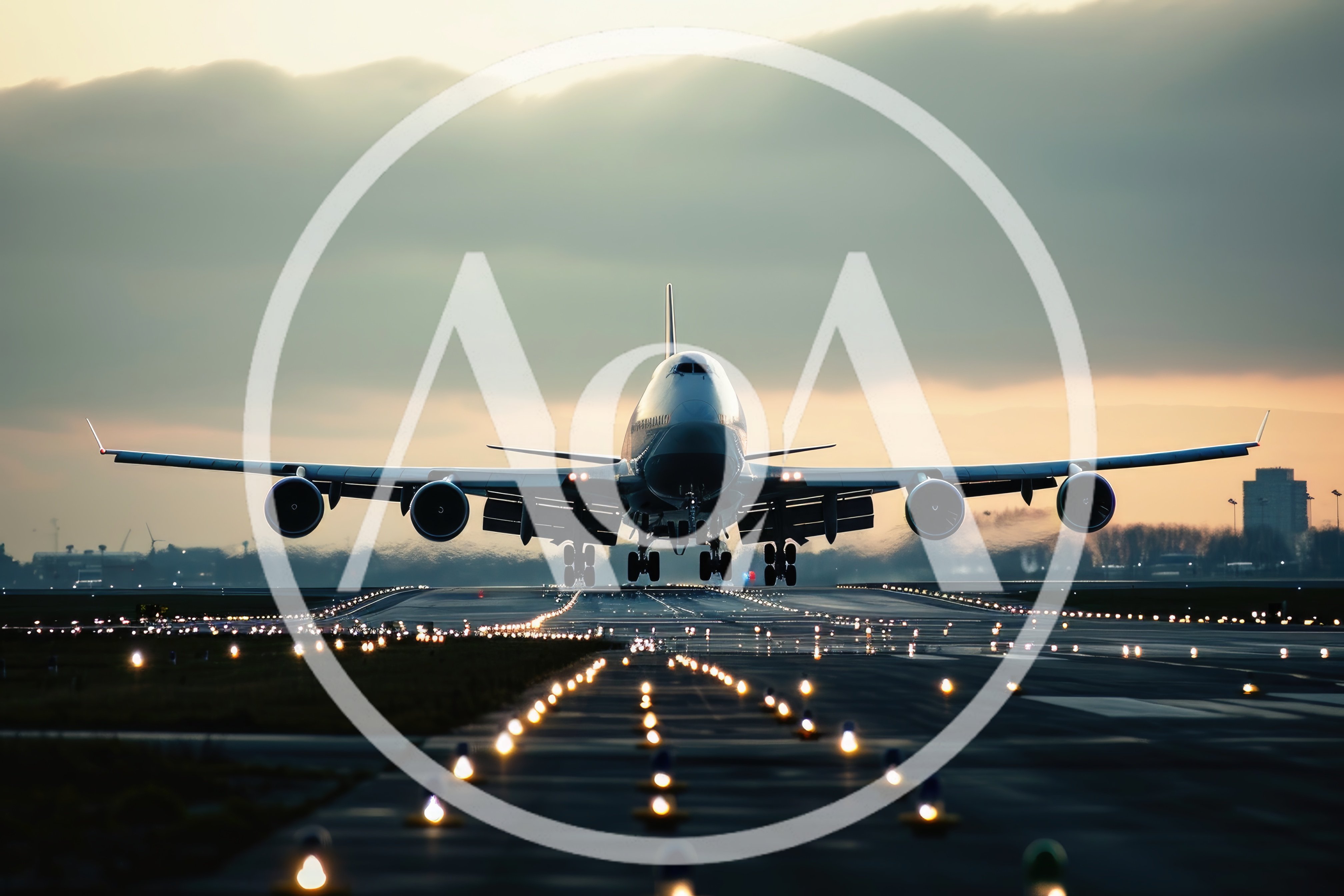 Boeing 747 Jumbo Jet Landing On Airport Runway