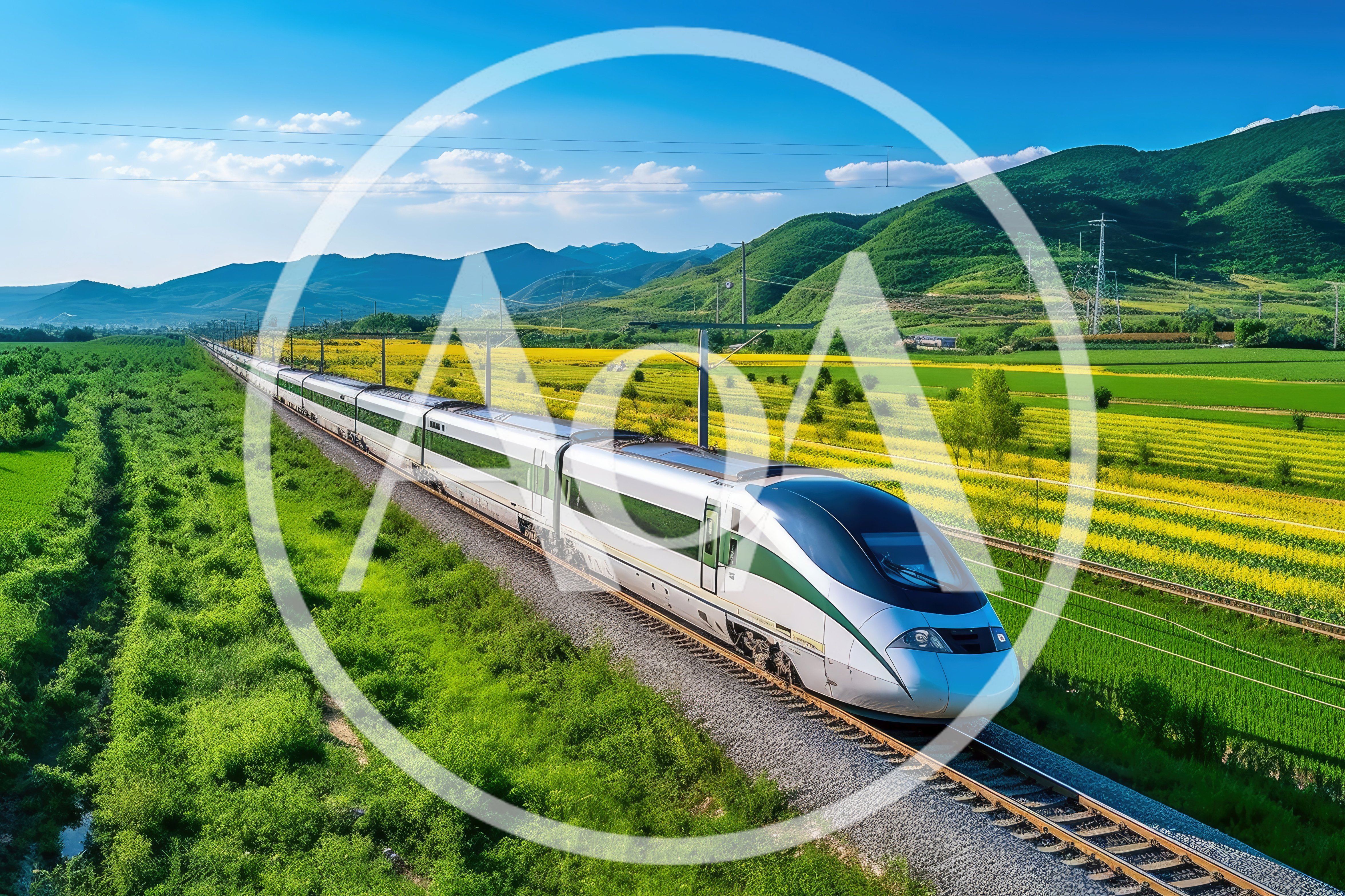 High Speed Train Traveling Through Rural Landscape