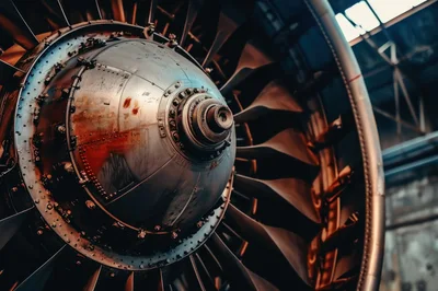 Close Up Of A Jet Engine Turbine