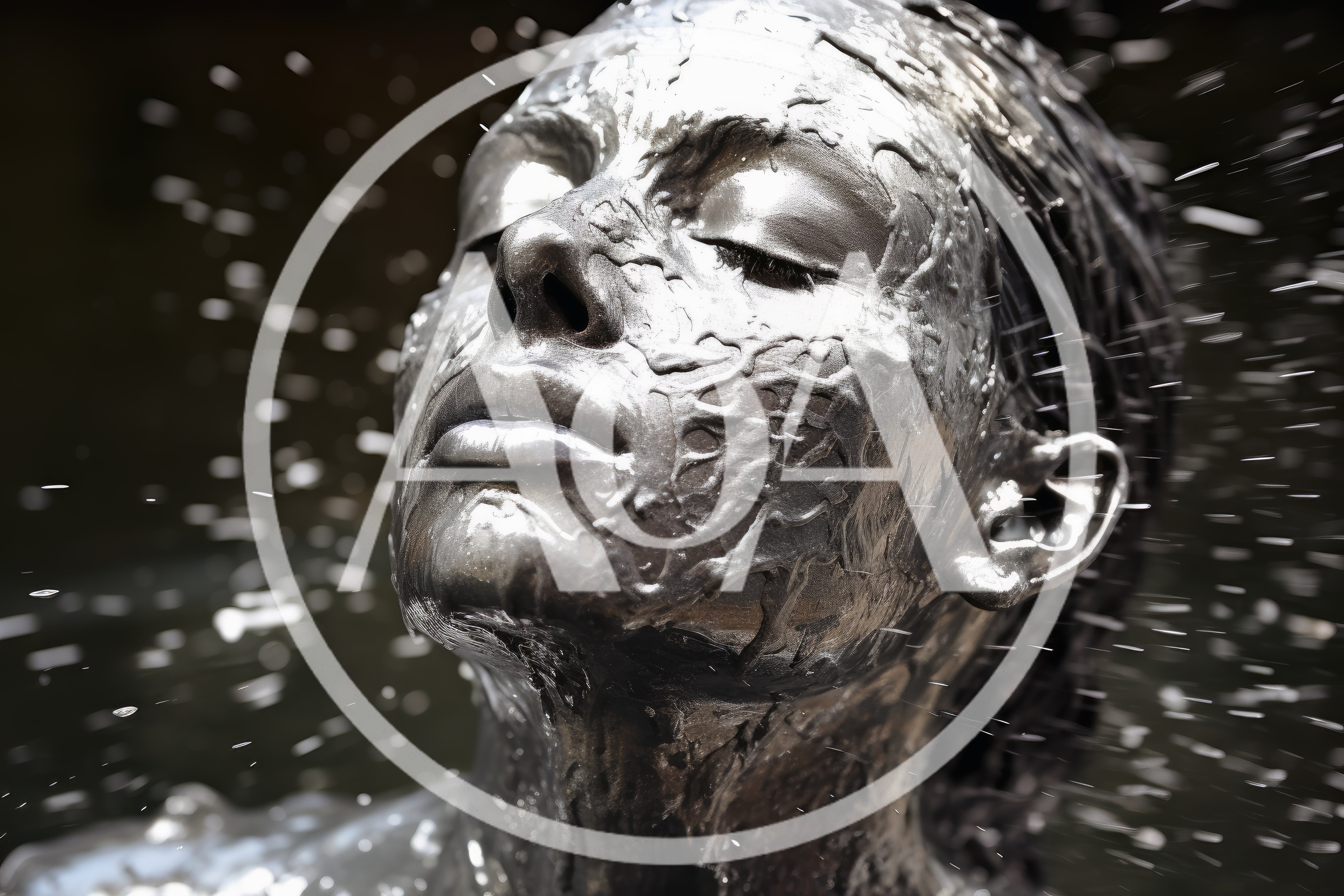 Woman Covered In Liquid Silver Under Water Spray