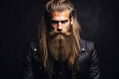 Portrait Of A Bearded Man With Long Blonde Hair