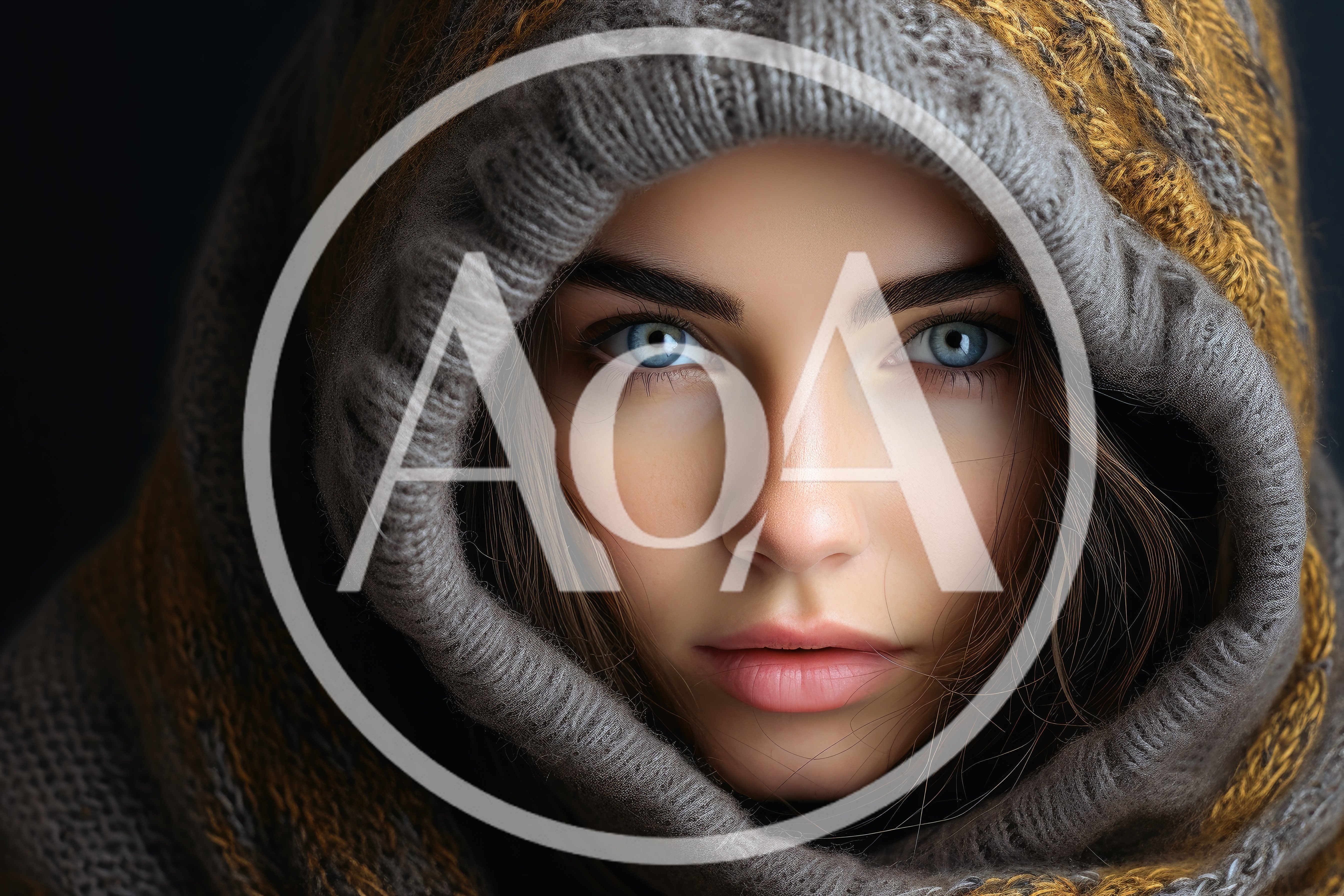 Portrait Of A Young Woman Wearing A Knitted Hood