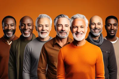 Diverse Group Of Mature Men Smiling Together