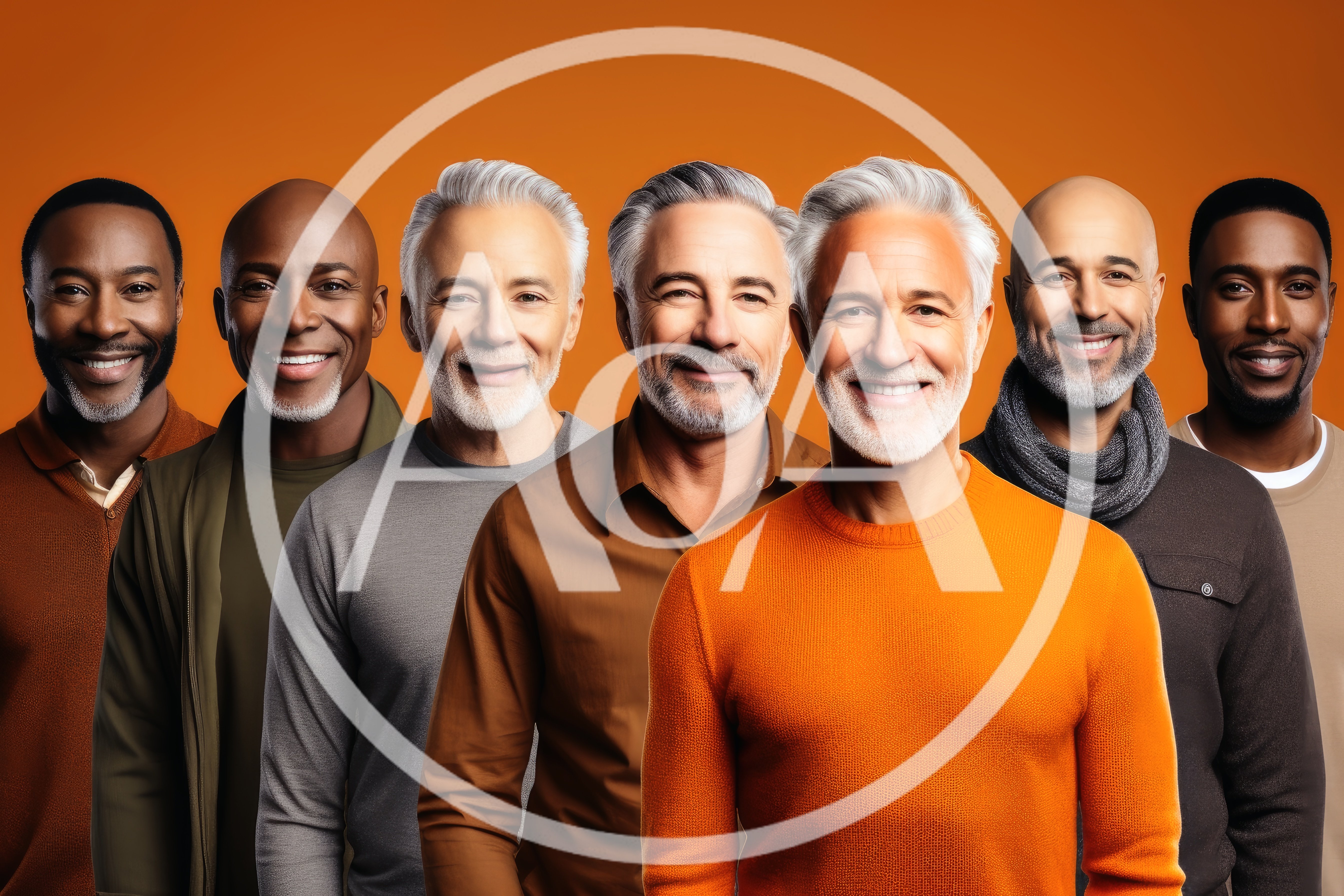Diverse Group Of Mature Men Smiling Together