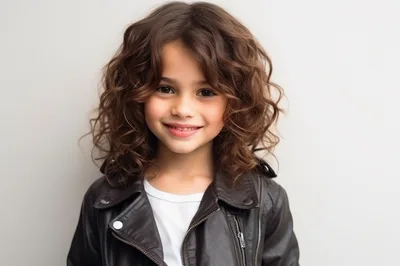 Portrait Of A Young Girl With Curly Hair