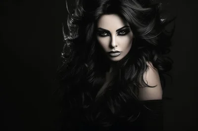 Portrait Of A Glamorous Woman With Voluminous Dark Hair
