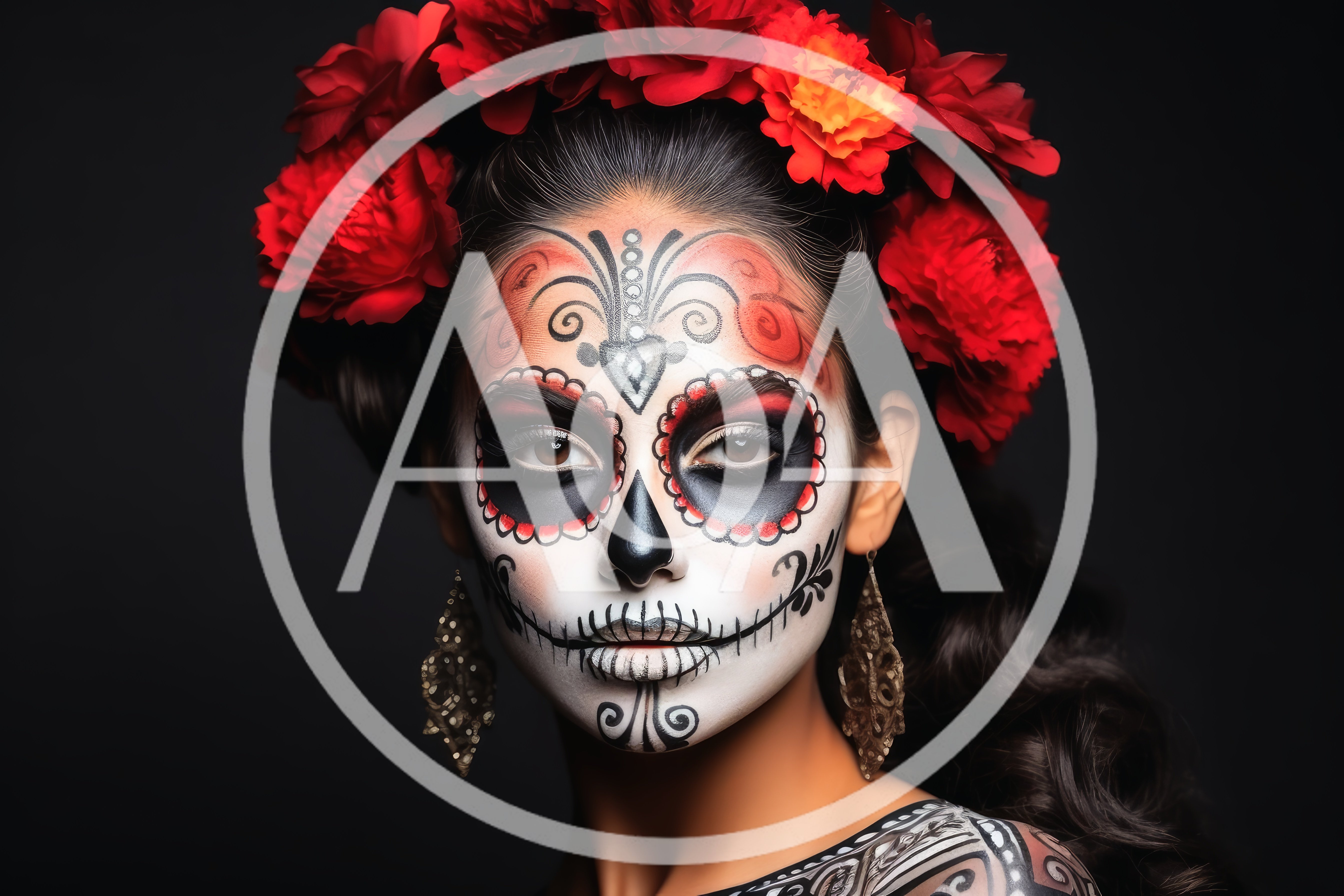 Woman Wearing Traditional Day Of The Dead Makeup