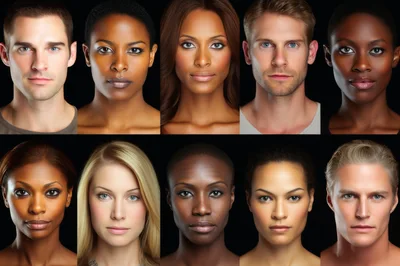 Diverse Portraits Of Men And Women On Black Background