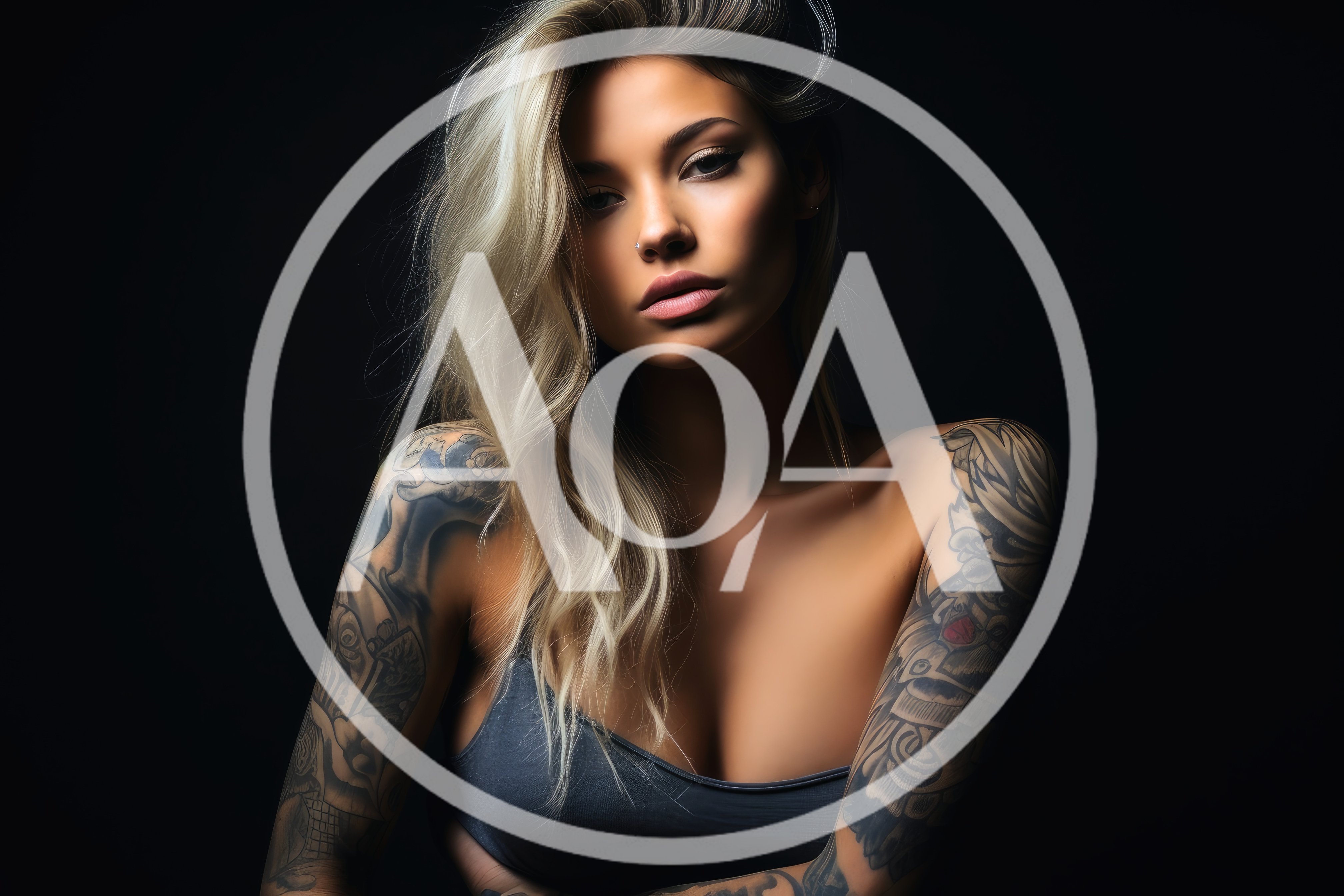 Portrait Of A Blonde Woman With Extensive Arm Tattoos