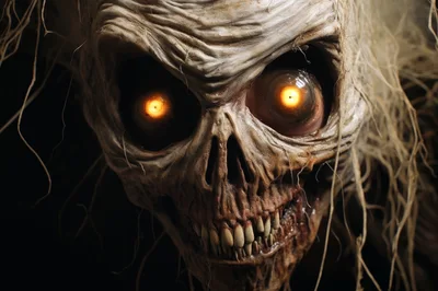 Close Up Of A Terrifying Undead Skeleton Creature