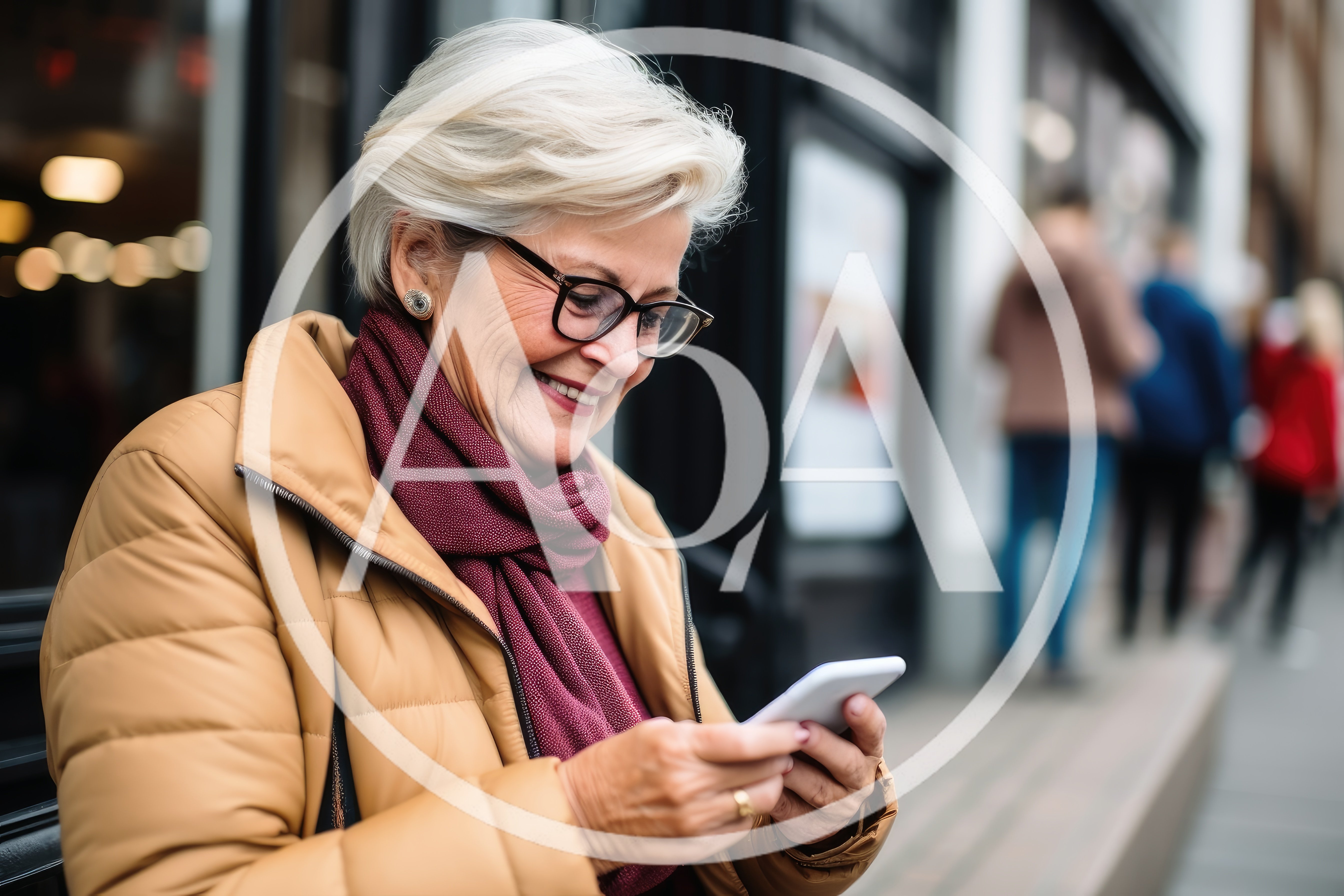 Senior Woman Using Smartphone Outdoors