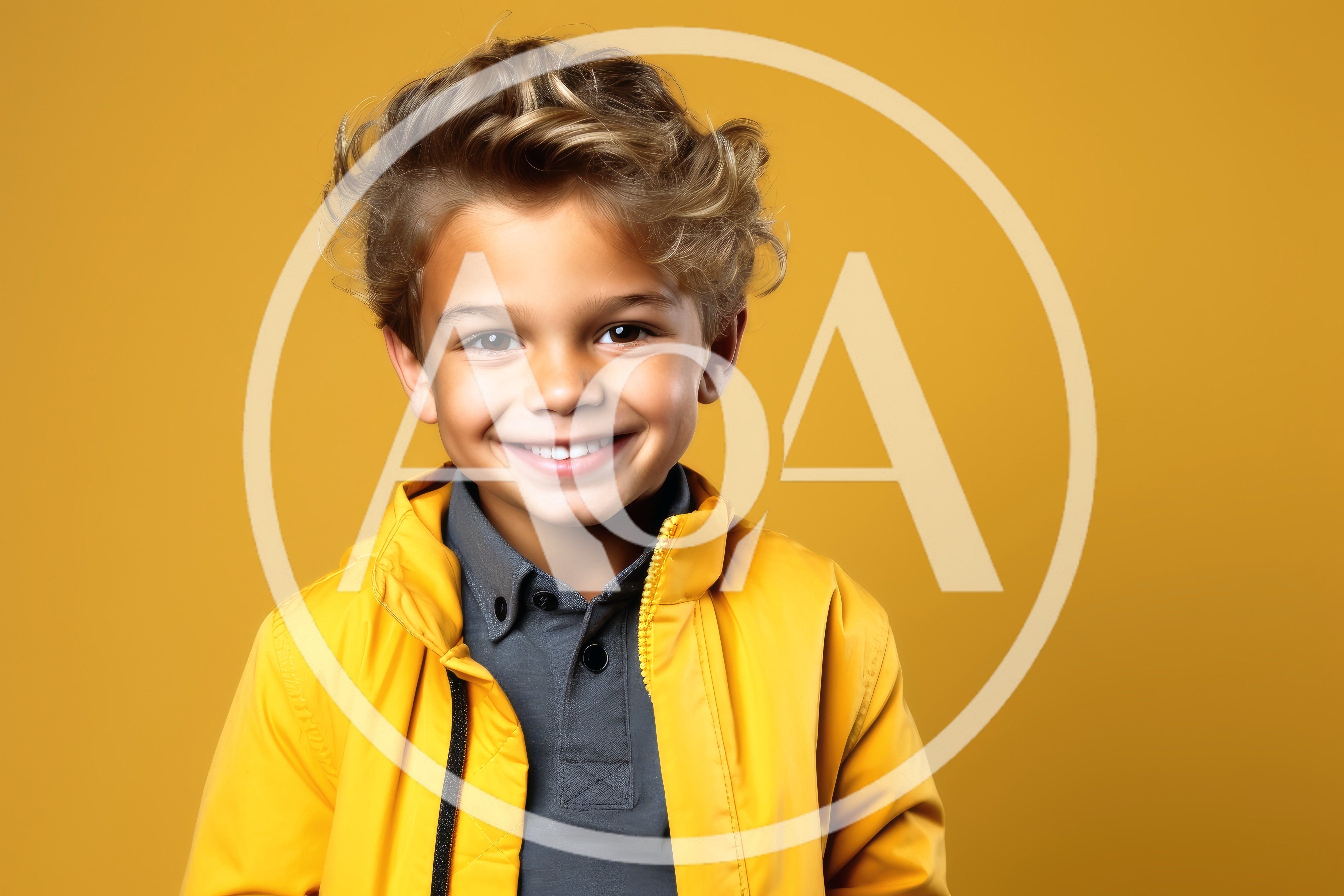 Portrait Of A Smiling Young Boy In Yellow Jacket