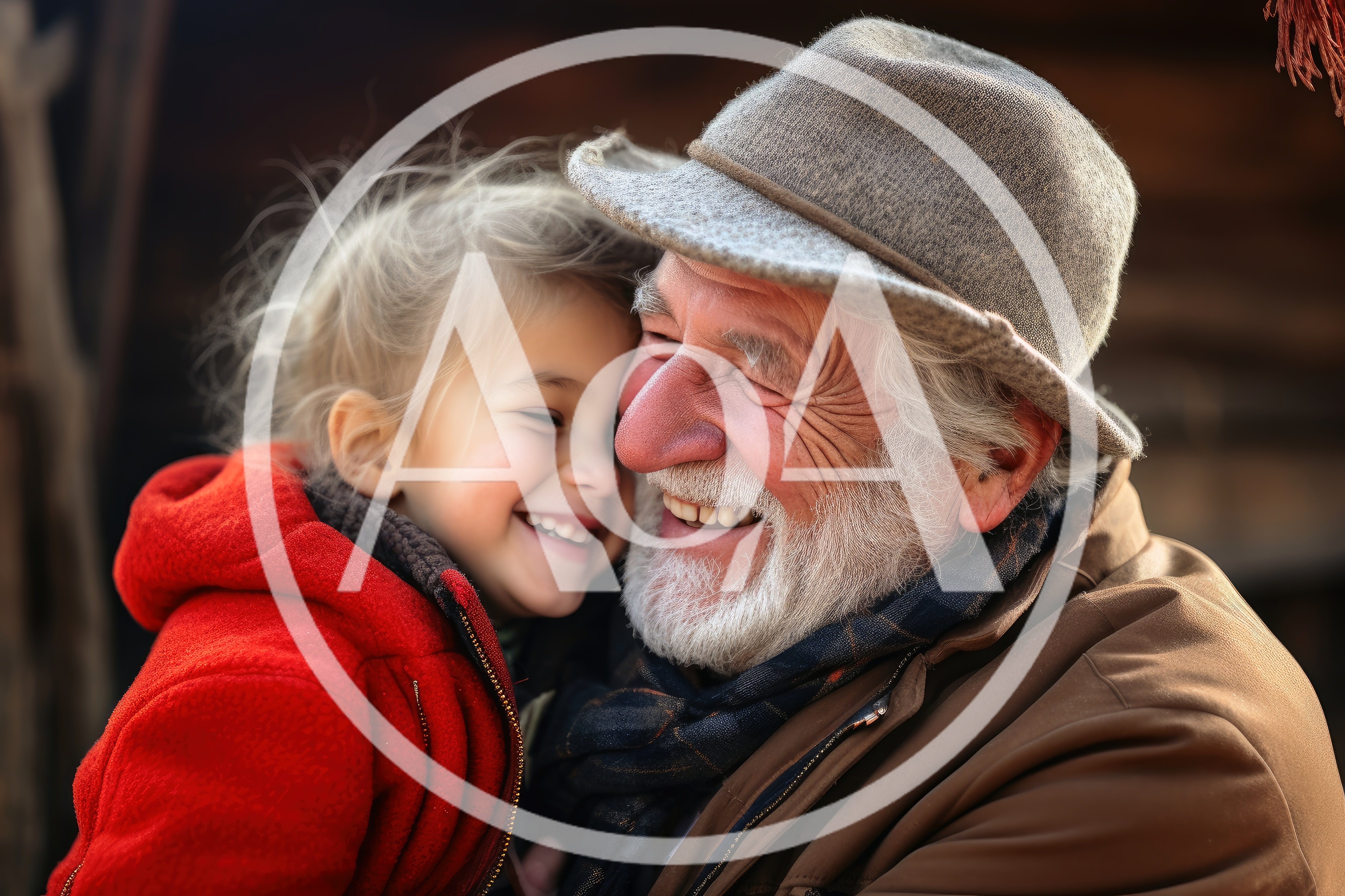 Grandfather and Granddaughter Sharing a Joyful Embrace