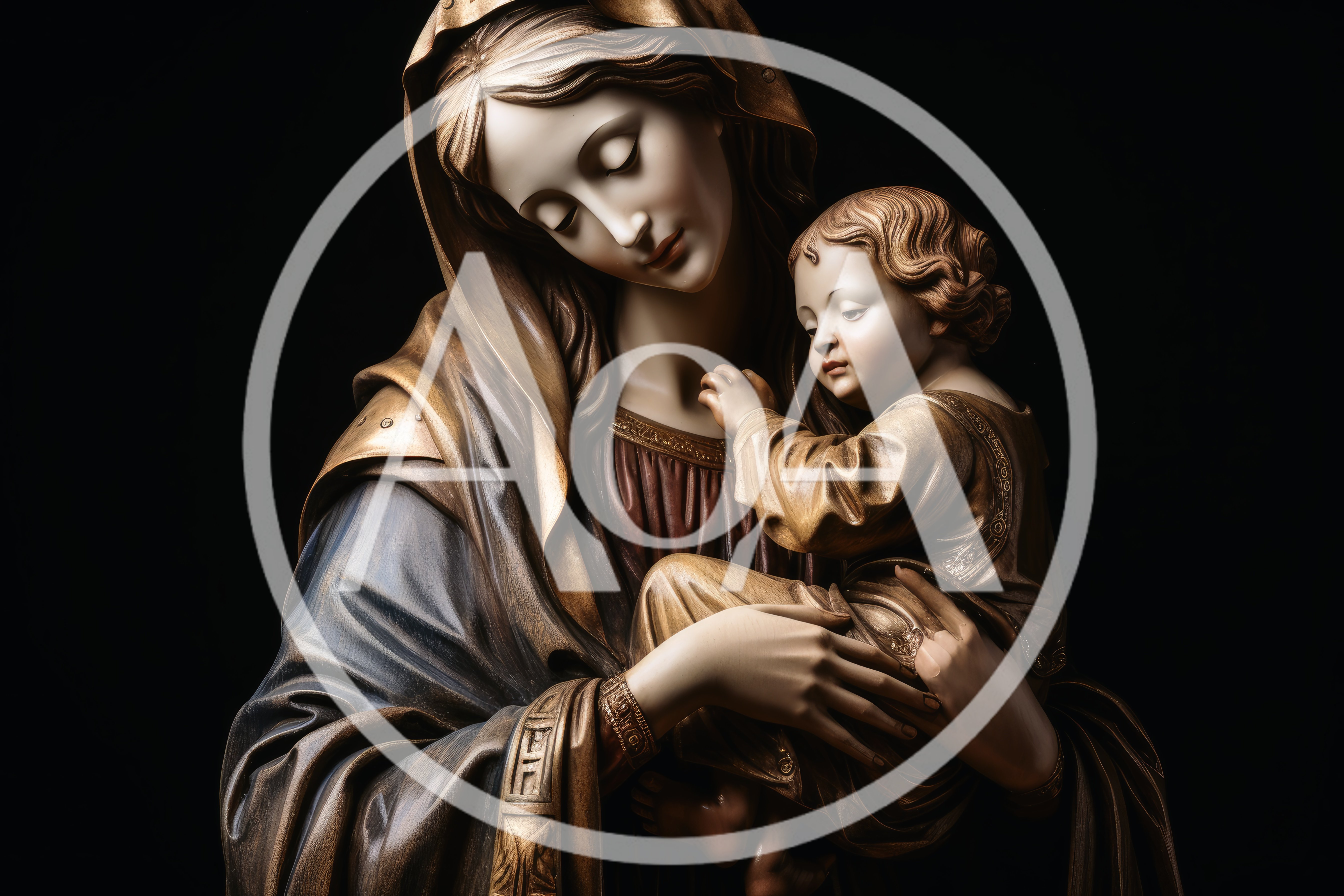 Statue Of The Virgin Mary Holding Baby Jesus