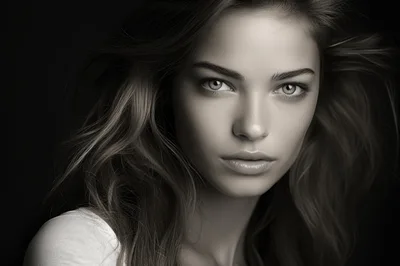 Portrait Of A Young Woman With Flowing Hair