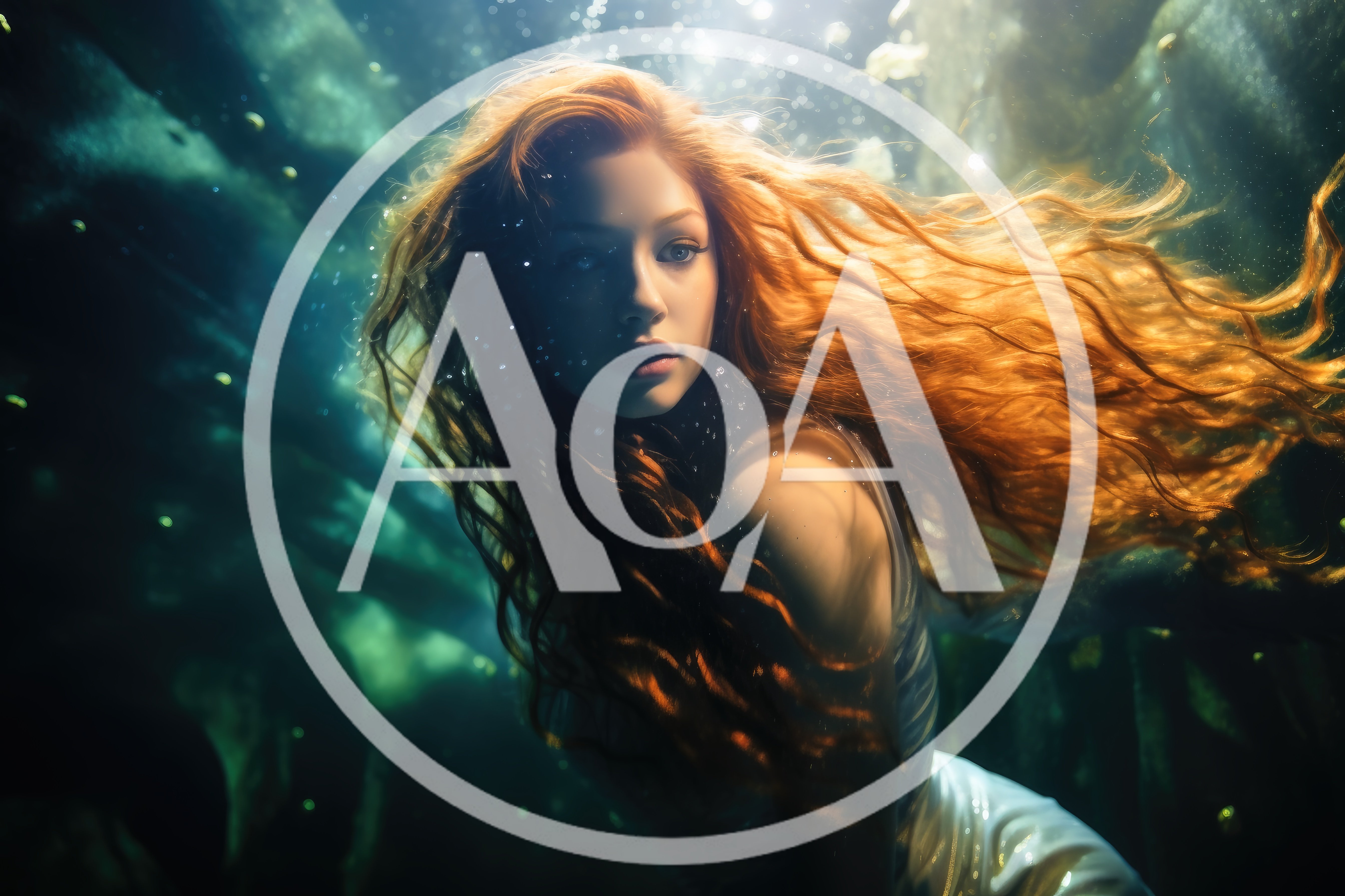 Redheaded Woman Swimming Underwater In A Dreamy Setting