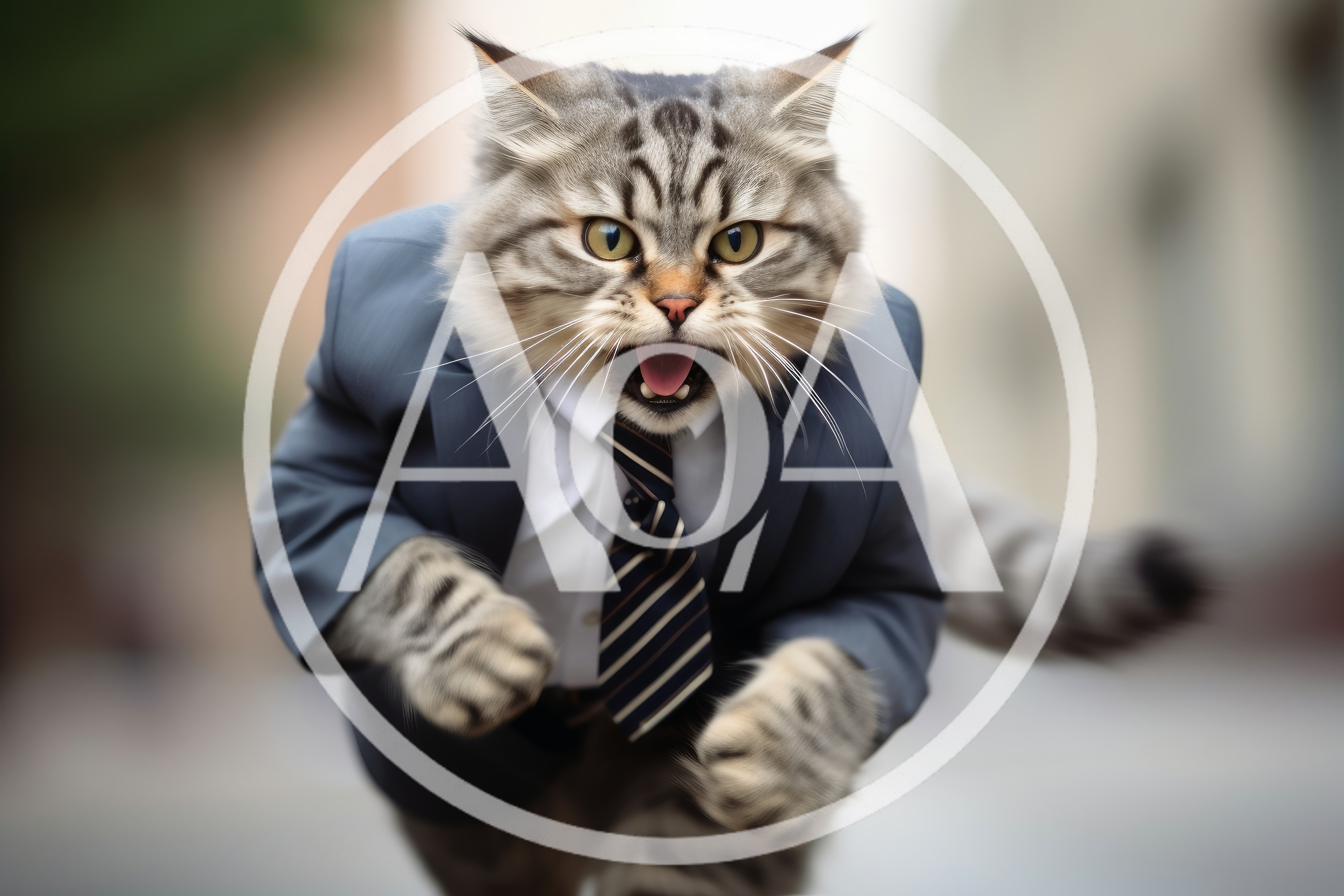 Business Cat Running In A Suit
