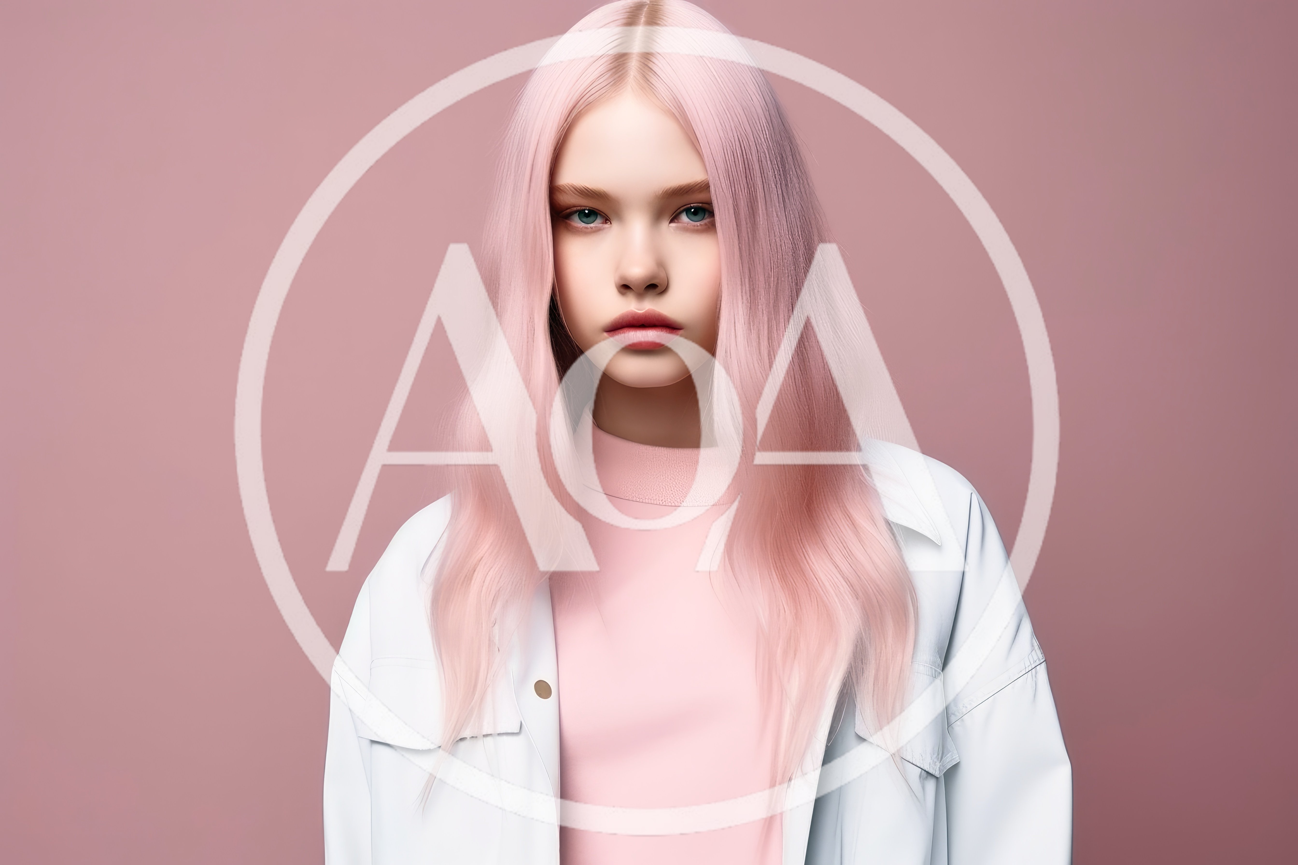 Portrait Of A Young Woman With Pastel Pink Hair