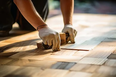 Craftsman Installing Wooden Parquet Flooring