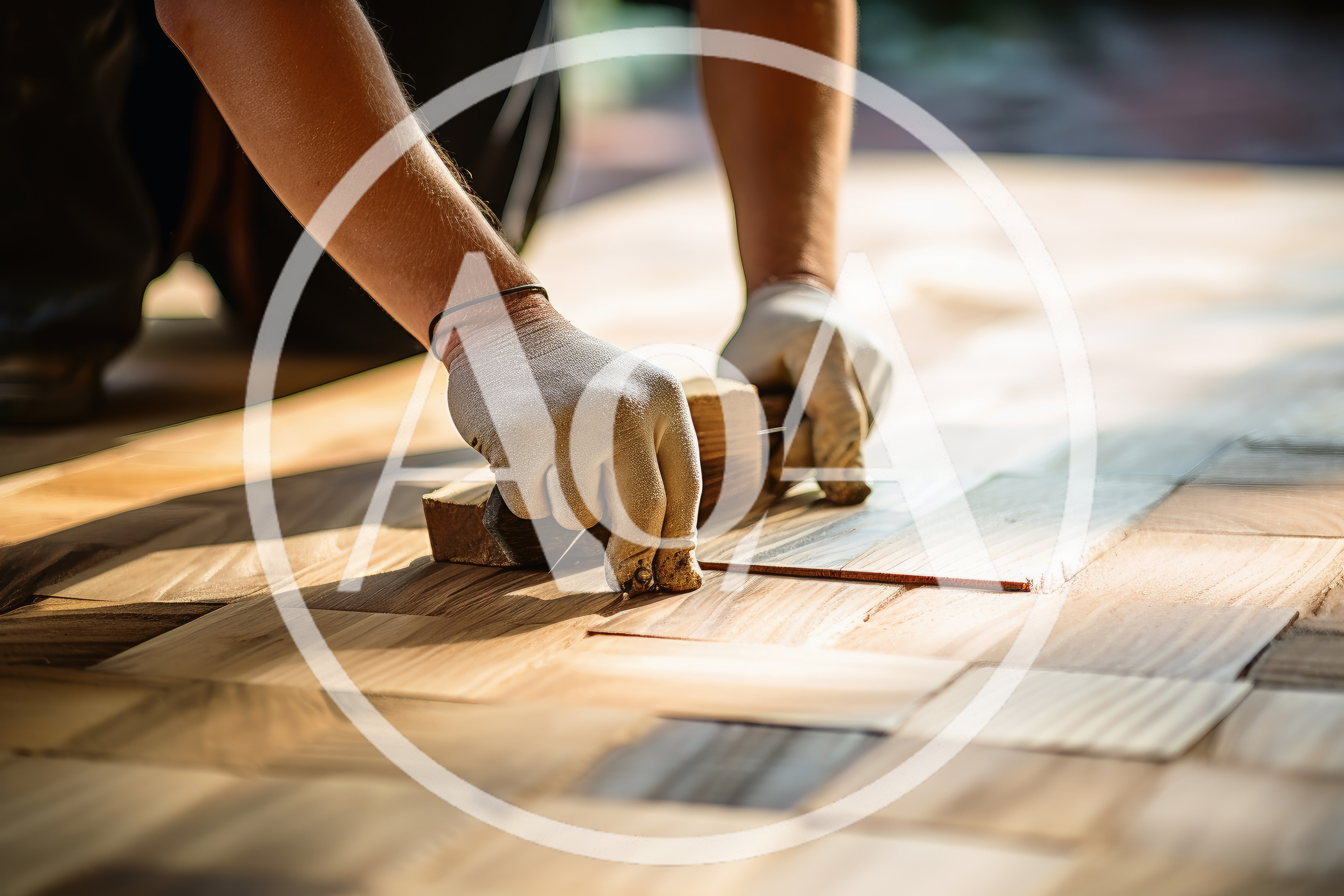 Craftsman Installing Wooden Parquet Flooring