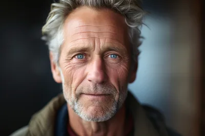 Portrait Of A Mature Man With Blue Eyes