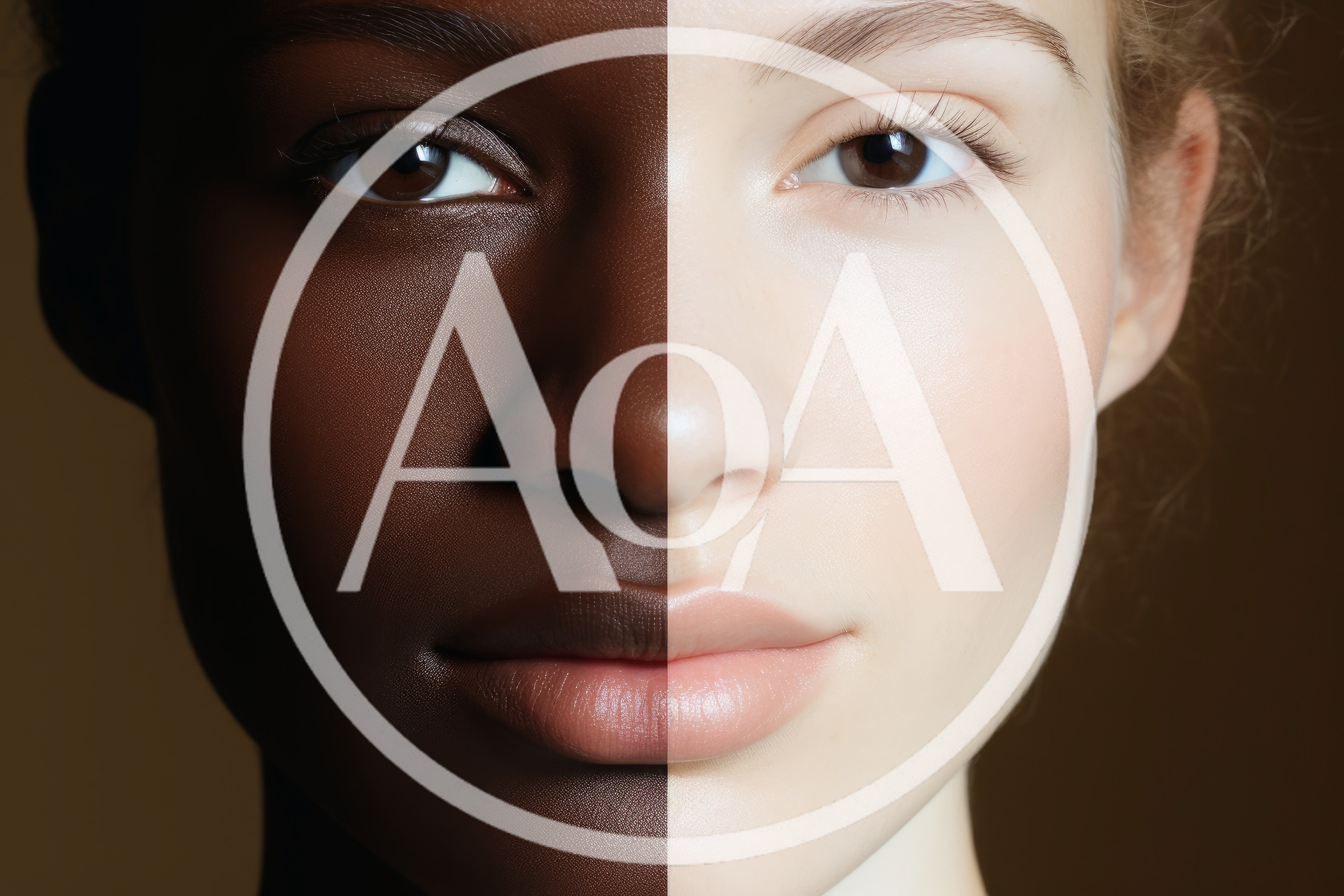 Split Face Portrait Of Two Different Ethnicities
