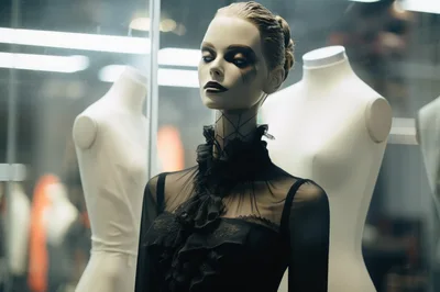 Gothic Mannequin Display In A Fashion Store Window