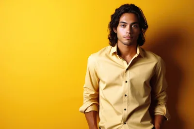 Portrait Of A Handsome Man With Long Hair
