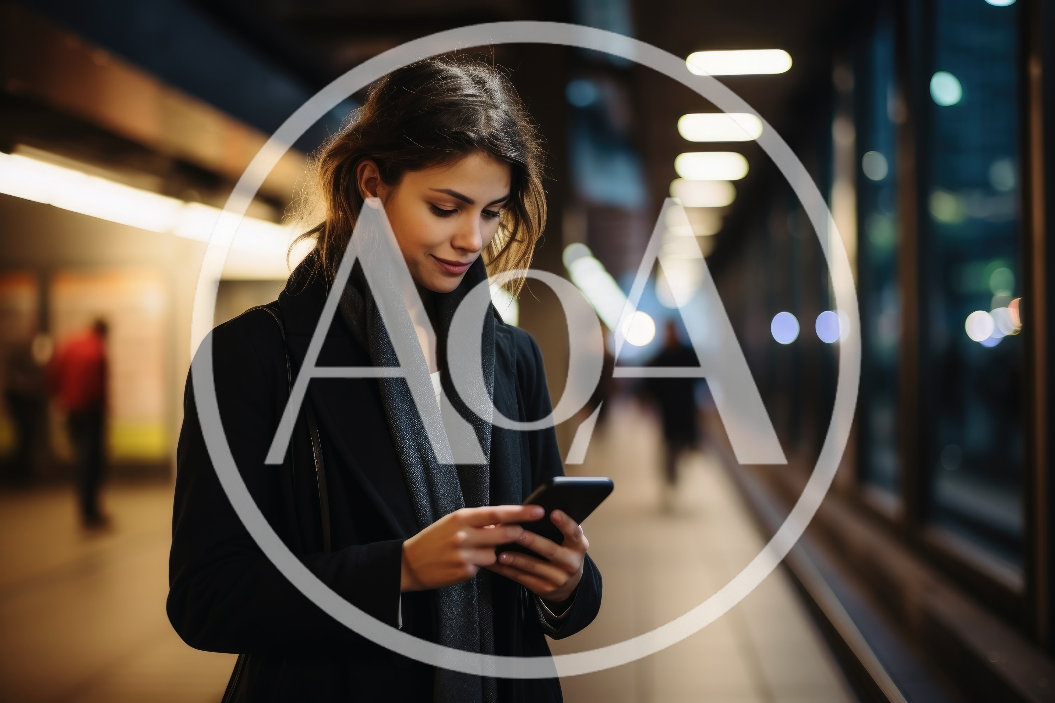 Young Woman Using Smartphone In Modern Urban Subway Station