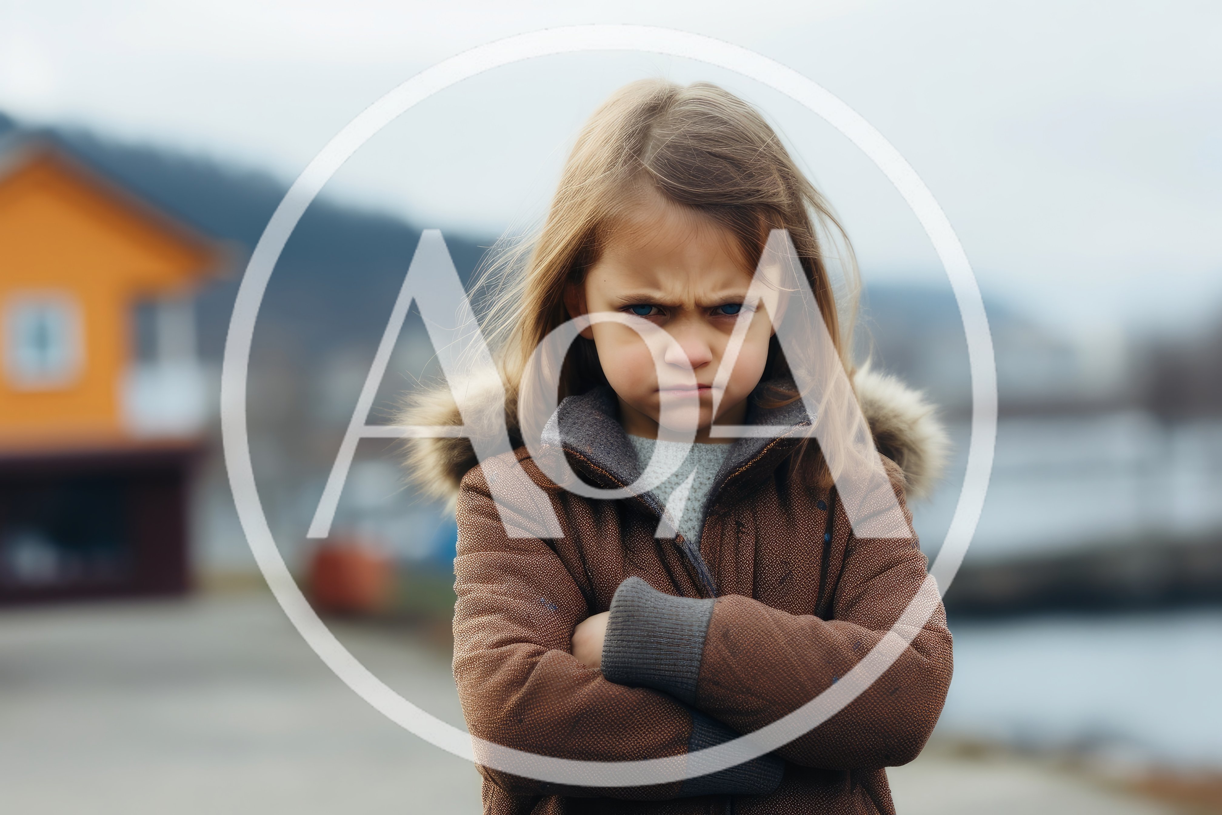 Angry Young Girl Standing With Crossed Arms