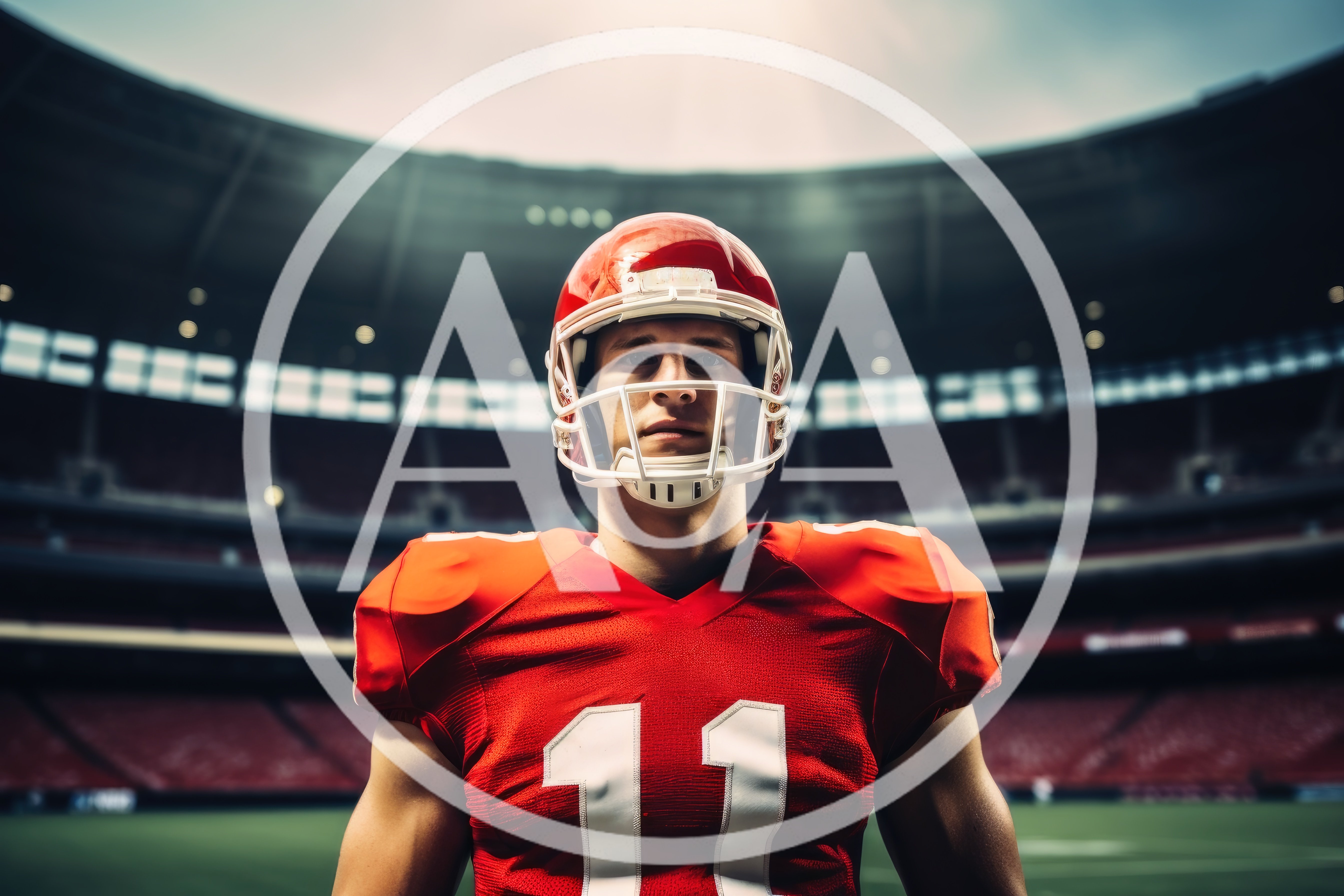 American Football Player Standing In Stadium
