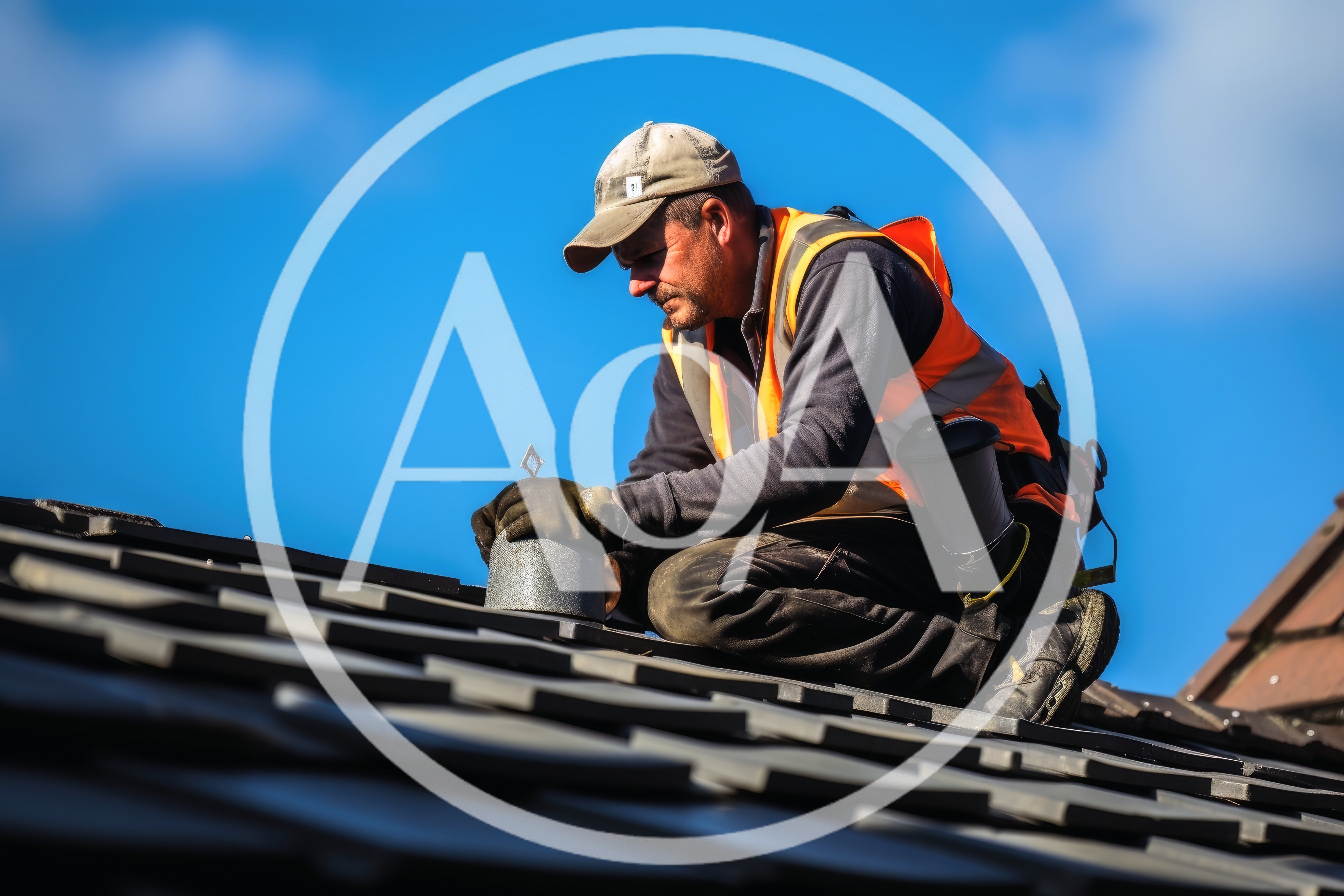 Roofer Installing Ventilation Pipe On Residential Roof